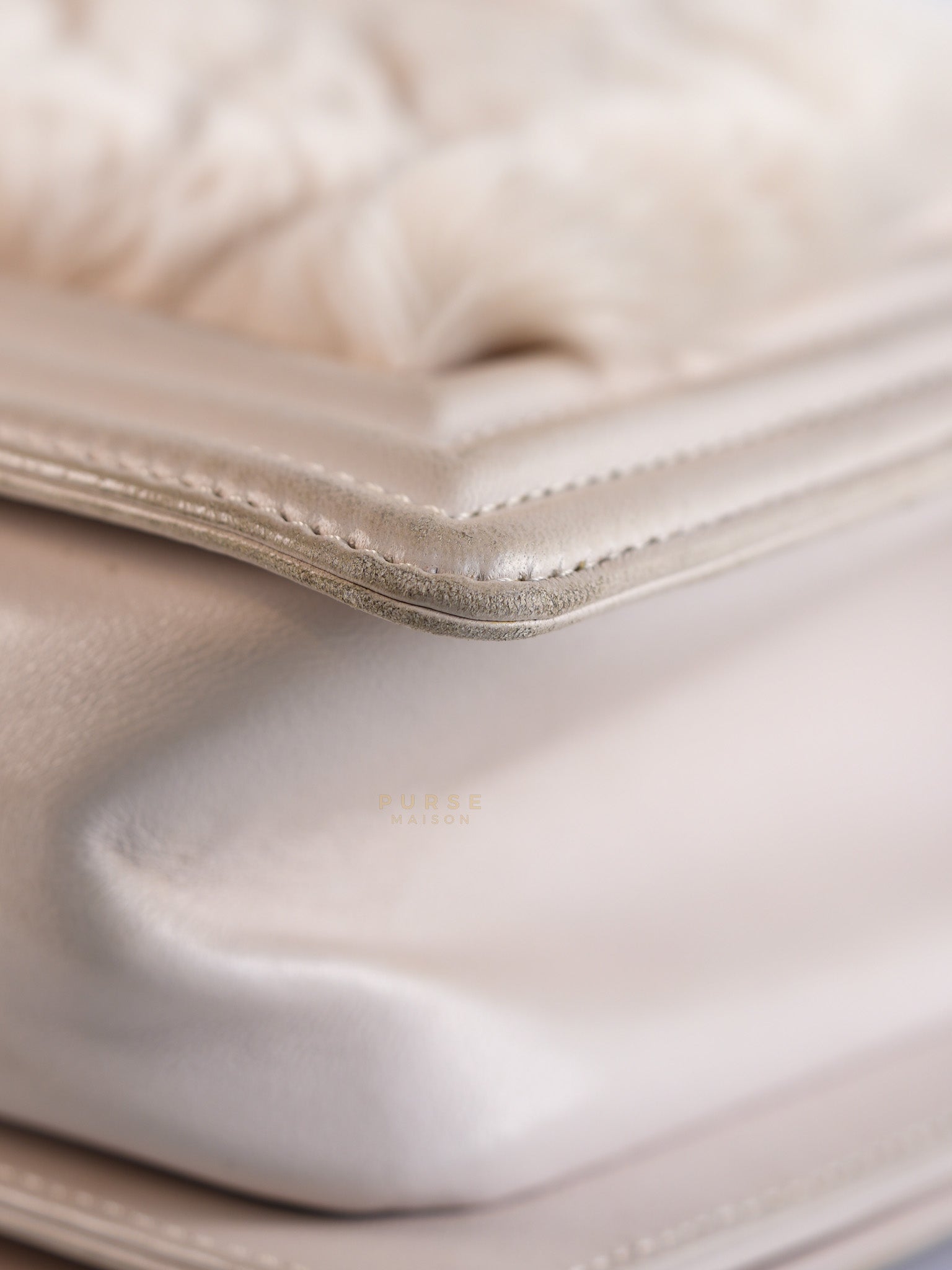 Le Boy One-Of-A-Kind Rabbit Fur White Cream Gold Hardware(Series 23) | Purse Maison Luxury Bags Shop