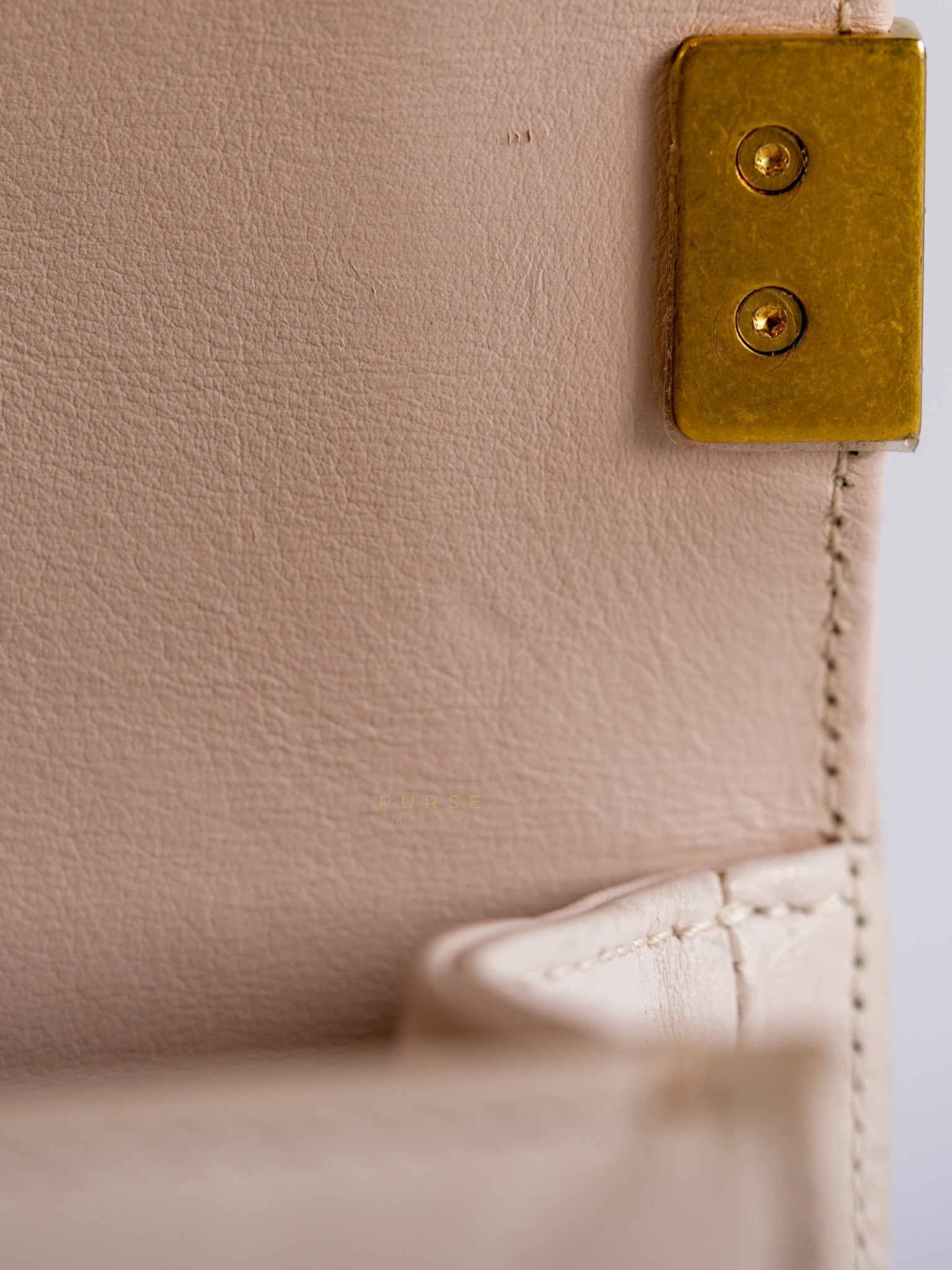 Le Boy One-Of-A-Kind Rabbit Fur White Cream Gold Hardware(Series 23) | Purse Maison Luxury Bags Shop