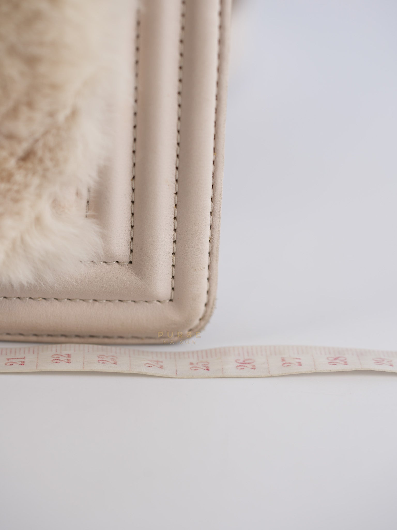 Le Boy One-Of-A-Kind Rabbit Fur White Cream Gold Hardware(Series 23) | Purse Maison Luxury Bags Shop