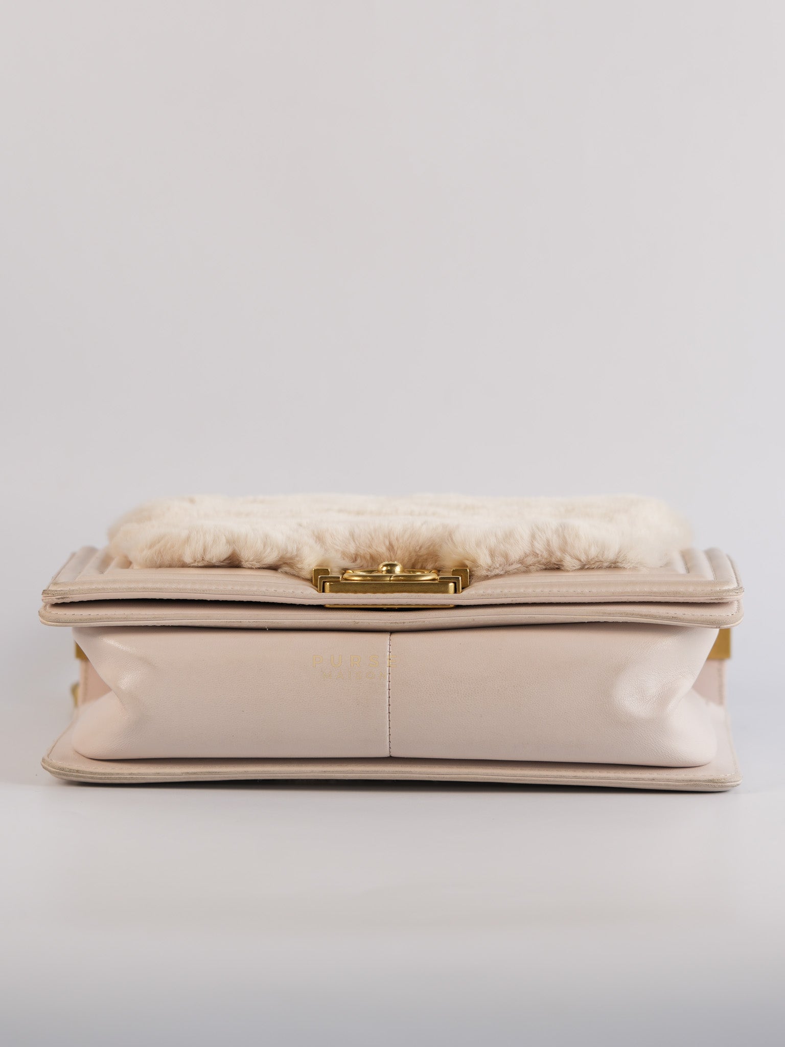 Le Boy One-Of-A-Kind Rabbit Fur White Cream Gold Hardware(Series 23) | Purse Maison Luxury Bags Shop