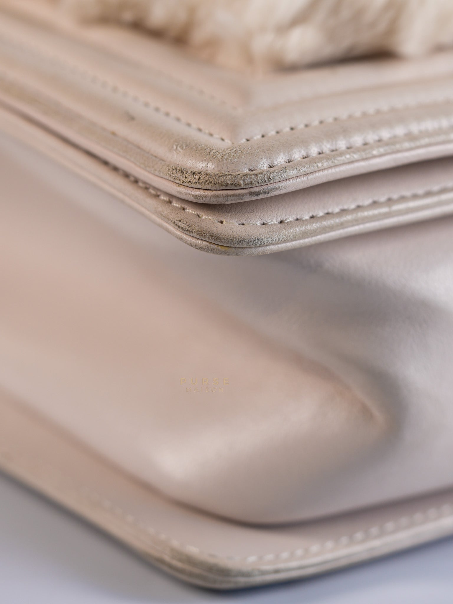 Le Boy One-Of-A-Kind Rabbit Fur White Cream Gold Hardware(Series 23) | Purse Maison Luxury Bags Shop