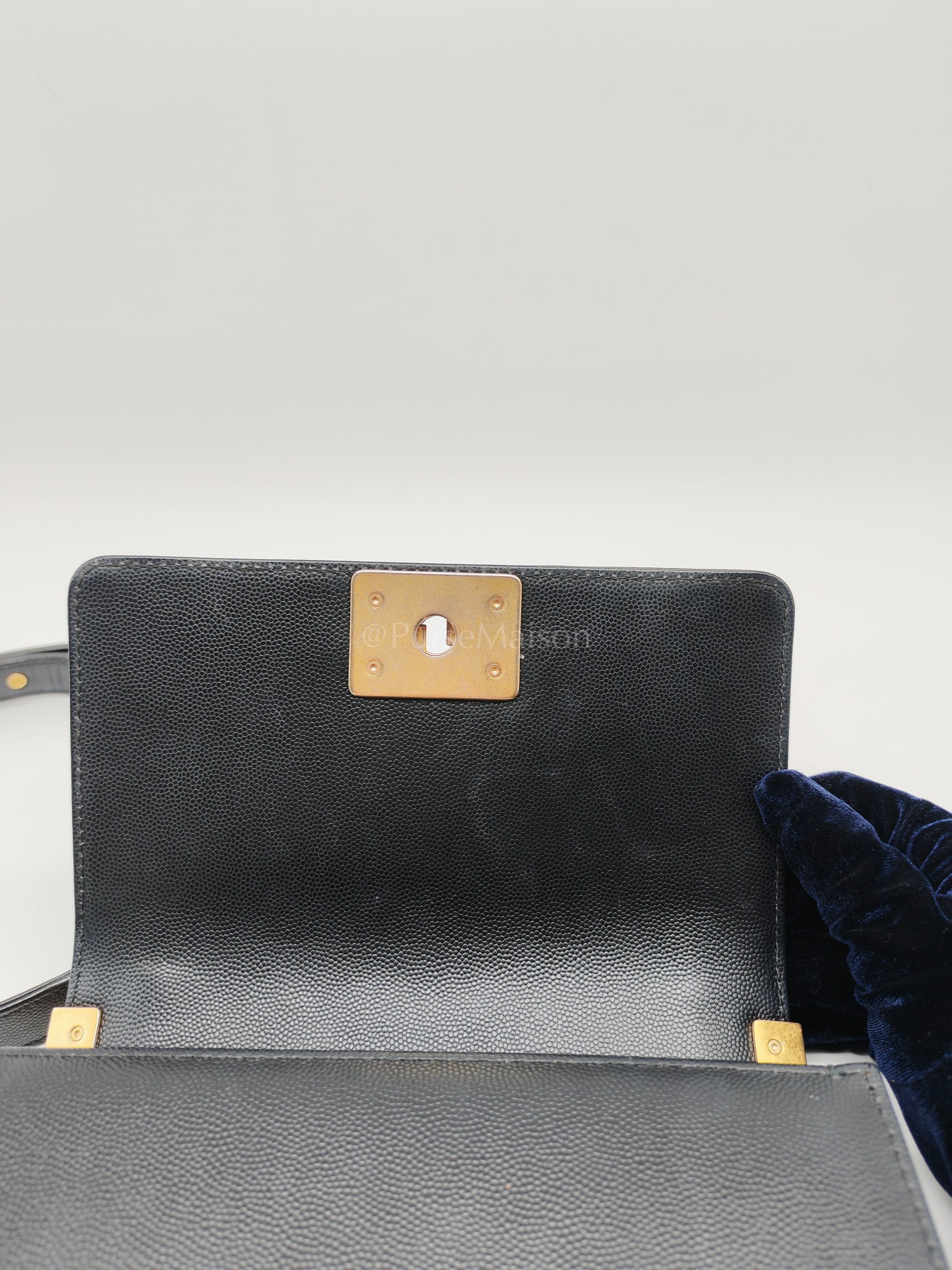 Le Boy Small Black Caviar Leather in Aged Gold Hardware (Series 27) | Purse Maison Luxury Bags Shop