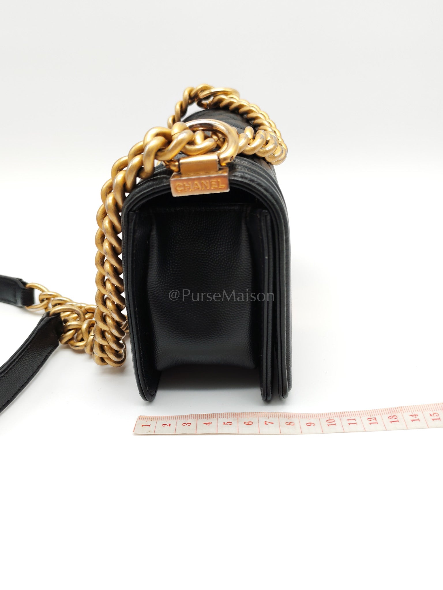 Le Boy Small Black Caviar Leather in Aged Gold Hardware (Series 27) | Purse Maison Luxury Bags Shop