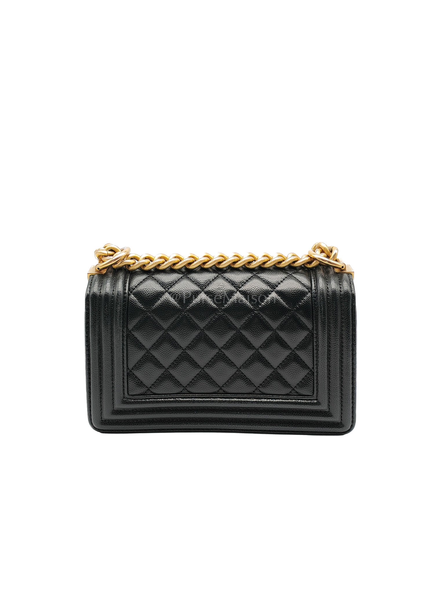 Le Boy Small Black Caviar Leather in Aged Gold Hardware (Series 27) | Purse Maison Luxury Bags Shop