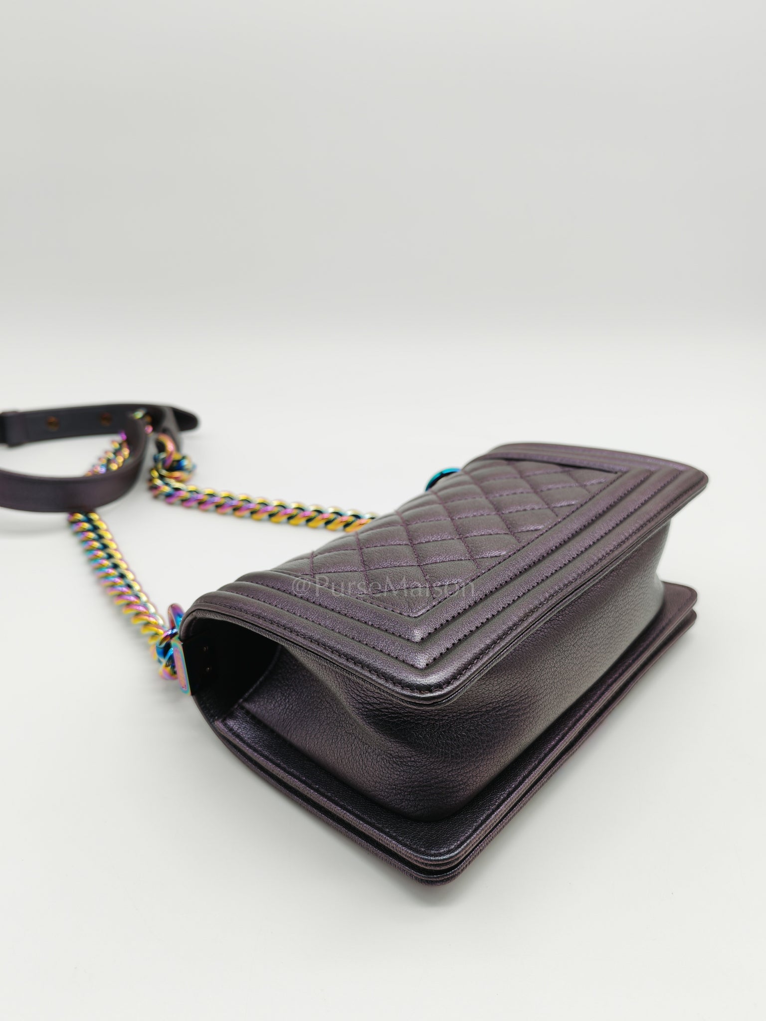 Le boy Small Iridescent Purple Mermaid Quilted Goatskin in Rainbow Hardware (Series 21) | Purse Maison Luxury Bags Shop