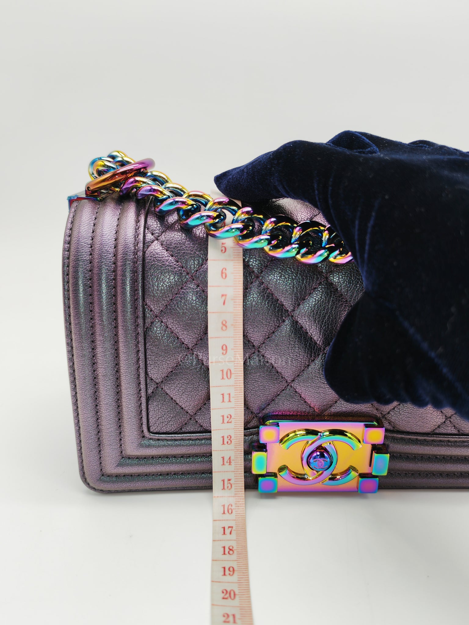 Le boy Small Iridescent Purple Mermaid Quilted Goatskin in Rainbow Hardware (Series 21) | Purse Maison Luxury Bags Shop
