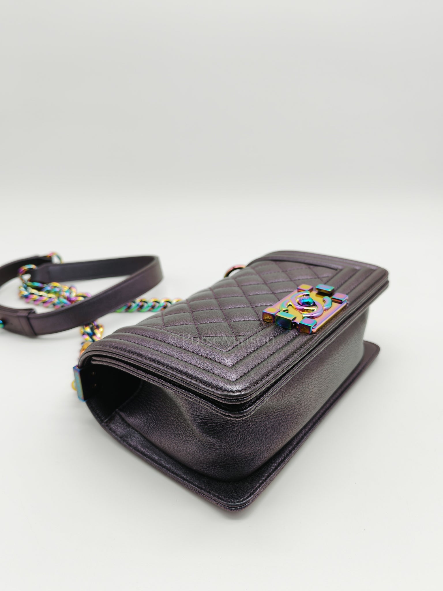 Le boy Small Iridescent Purple Mermaid Quilted Goatskin in Rainbow Hardware (Series 21) | Purse Maison Luxury Bags Shop