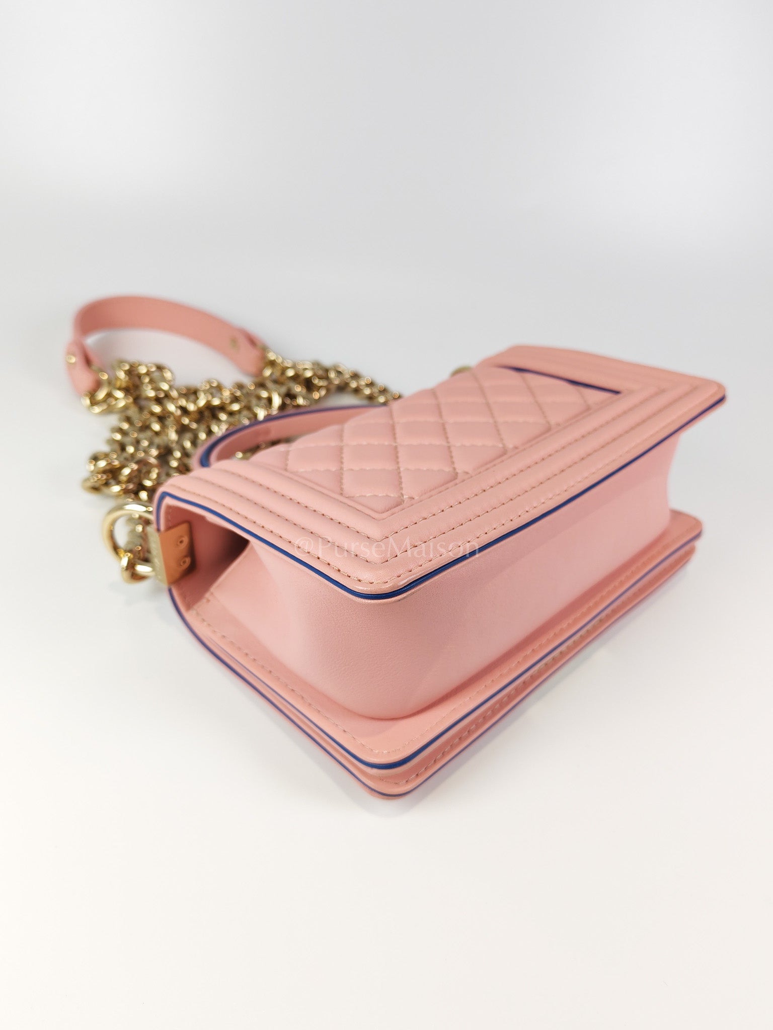 Le Boy Small Top Handle in Pink Calfskin Leather and Light Gold Hardware Series 27 | Purse Maison Luxury Bags Shop