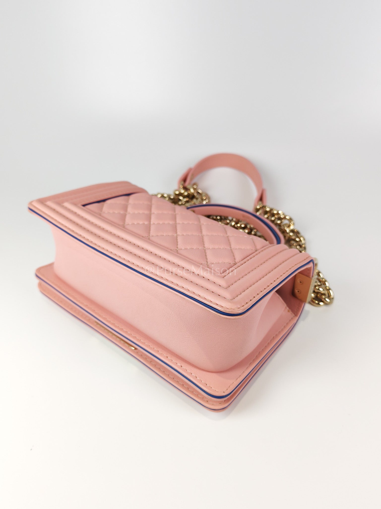 Le Boy Small Top Handle in Pink Calfskin Leather and Light Gold Hardware Series 27 | Purse Maison Luxury Bags Shop