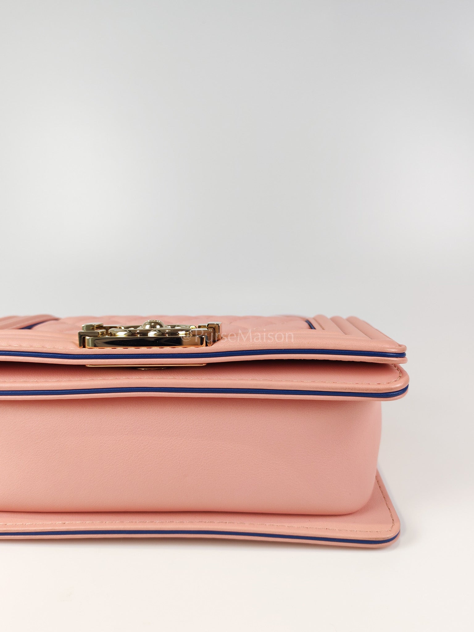 Le Boy Small Top Handle in Pink Calfskin Leather and Light Gold Hardware Series 27 | Purse Maison Luxury Bags Shop