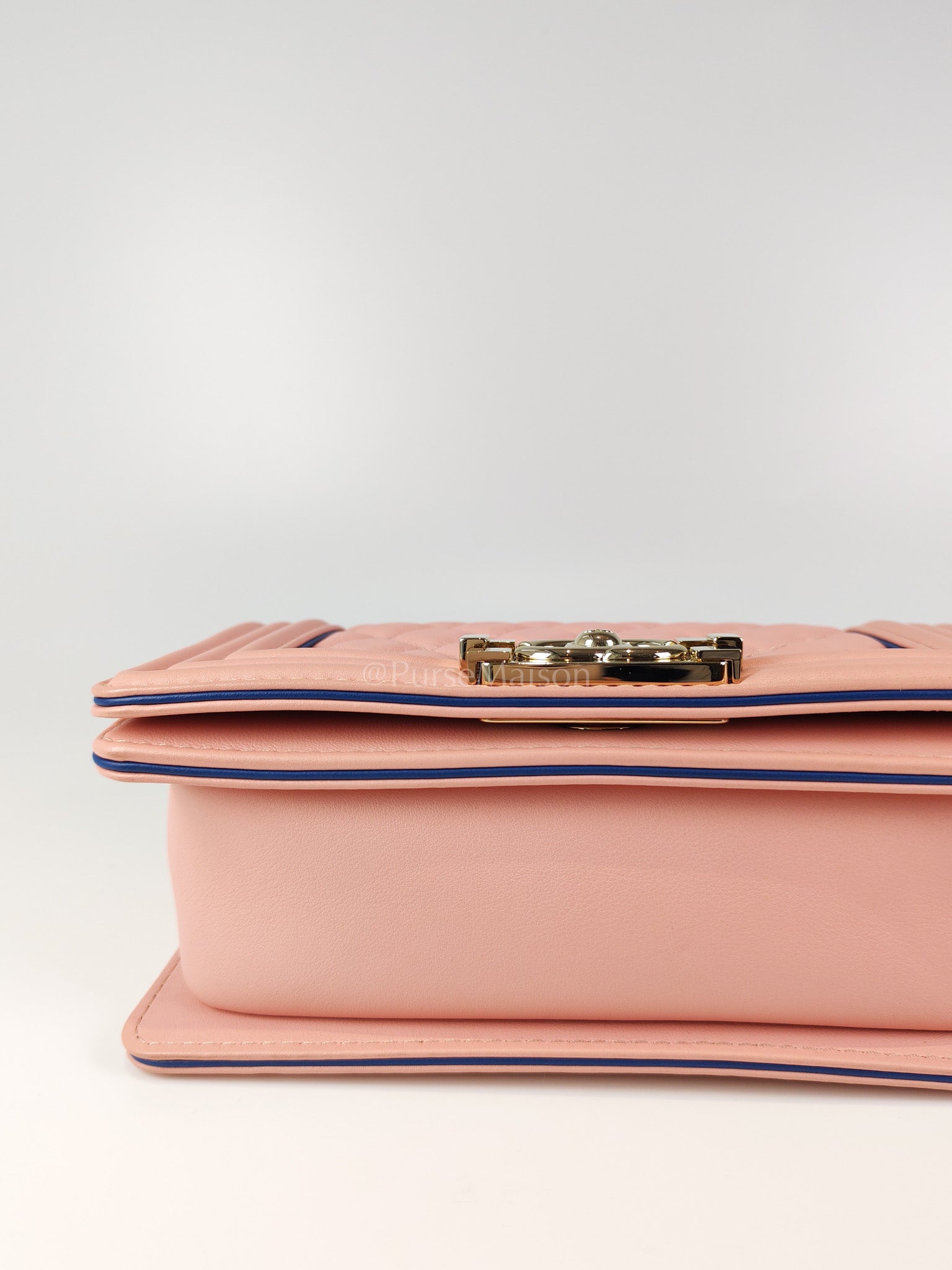 Le Boy Small Top Handle in Pink Calfskin Leather and Light Gold Hardware Series 27 | Purse Maison Luxury Bags Shop
