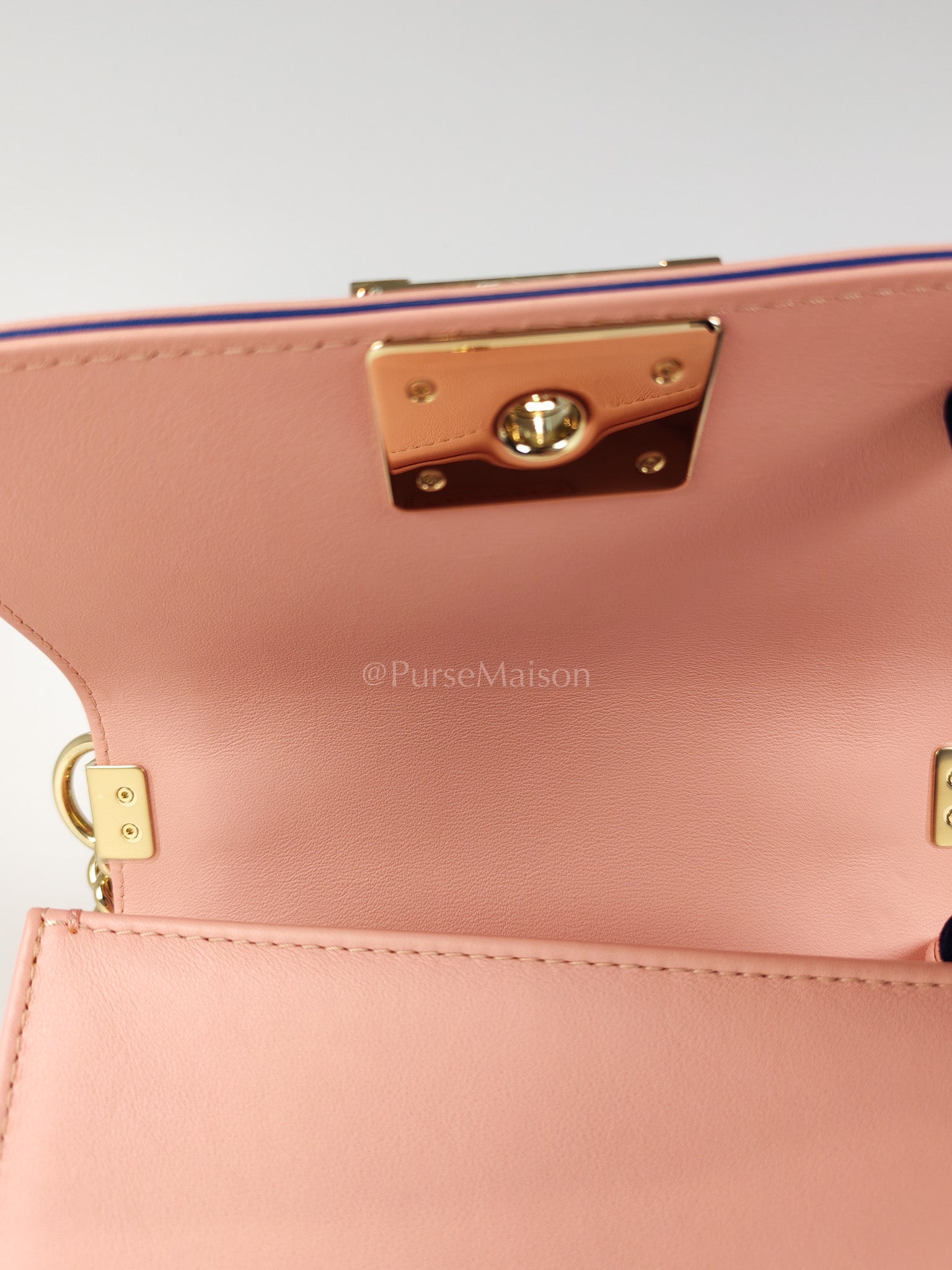 Le Boy Small Top Handle in Pink Calfskin Leather and Light Gold Hardware Series 27 | Purse Maison Luxury Bags Shop