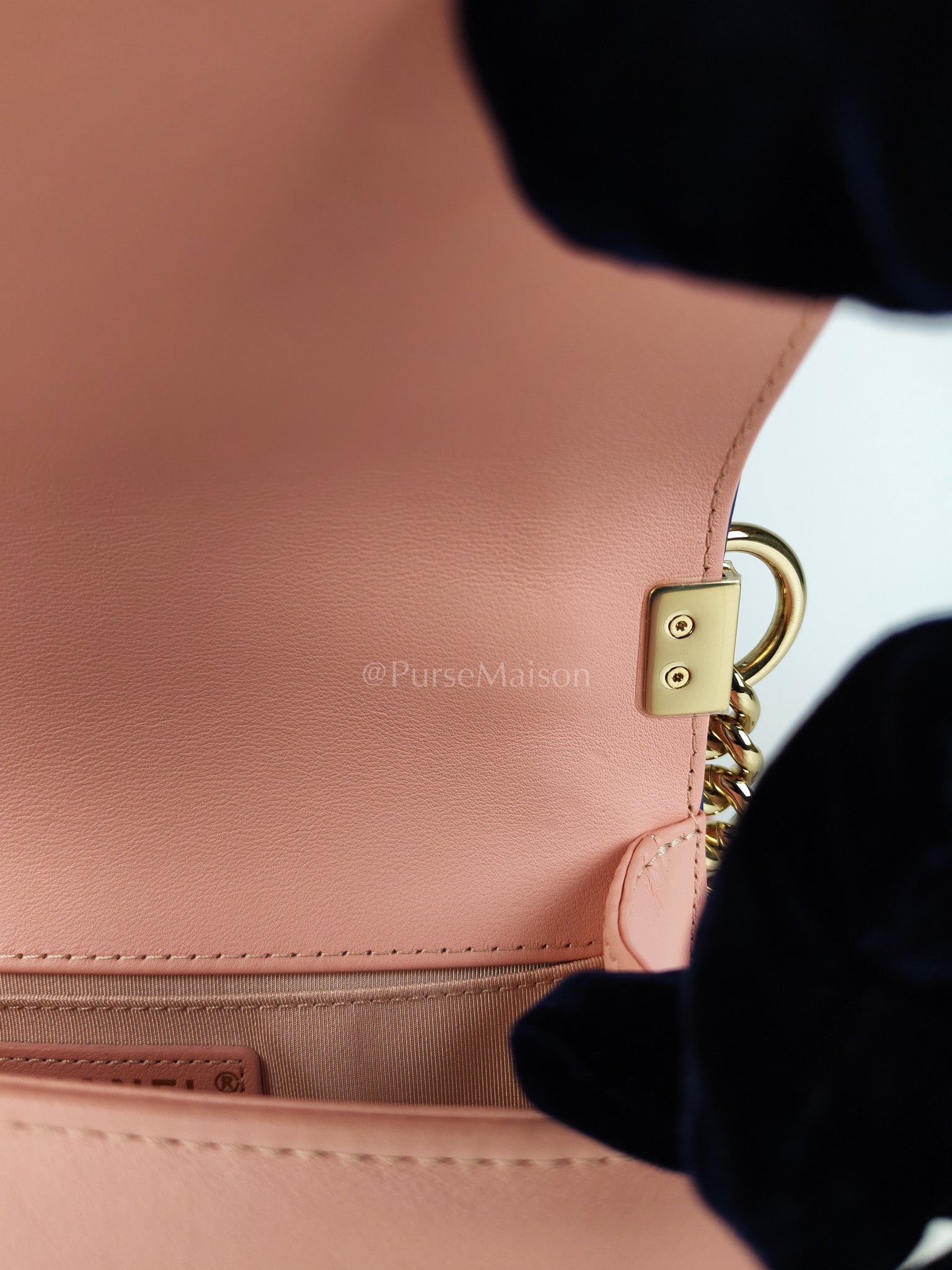 Le Boy Small Top Handle in Pink Calfskin Leather and Light Gold Hardware Series 27 | Purse Maison Luxury Bags Shop