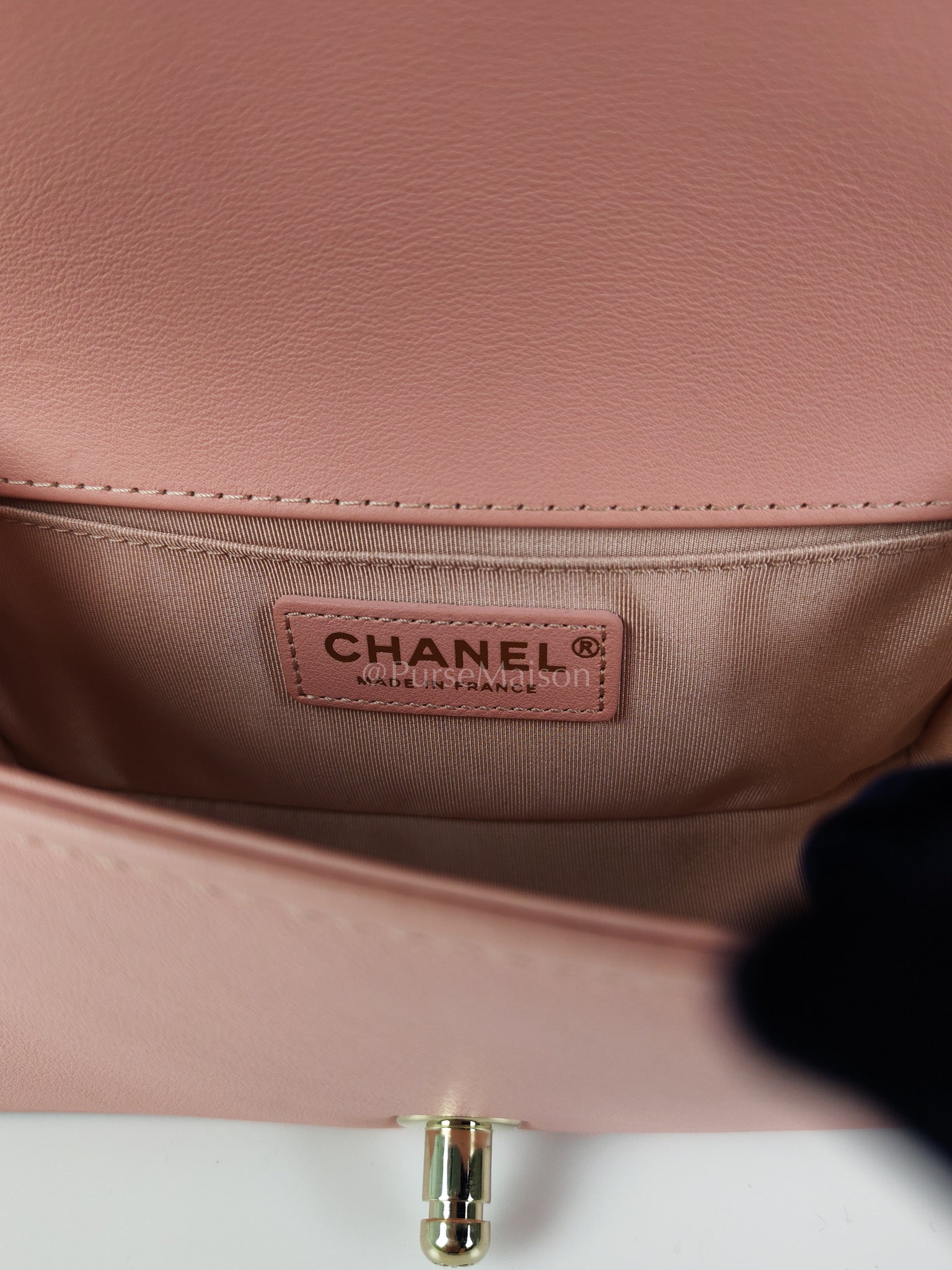 Le Boy Small Top Handle in Pink Calfskin Leather and Light Gold Hardware Series 27 | Purse Maison Luxury Bags Shop