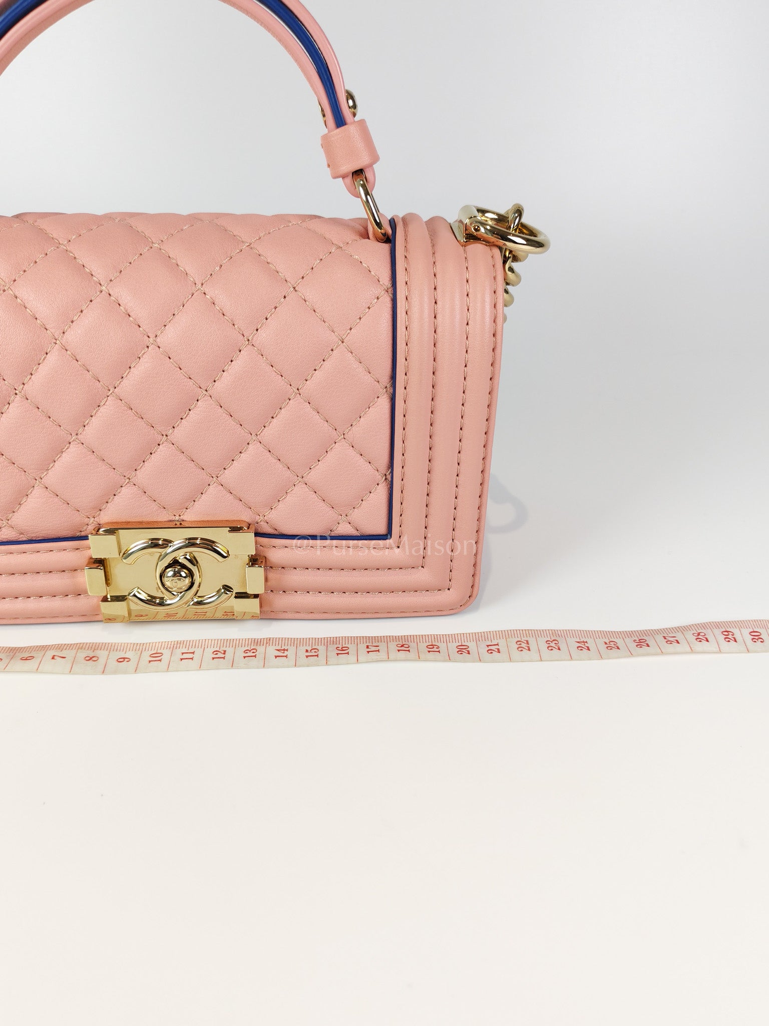 Le Boy Small Top Handle in Pink Calfskin Leather and Light Gold Hardware Series 27 | Purse Maison Luxury Bags Shop