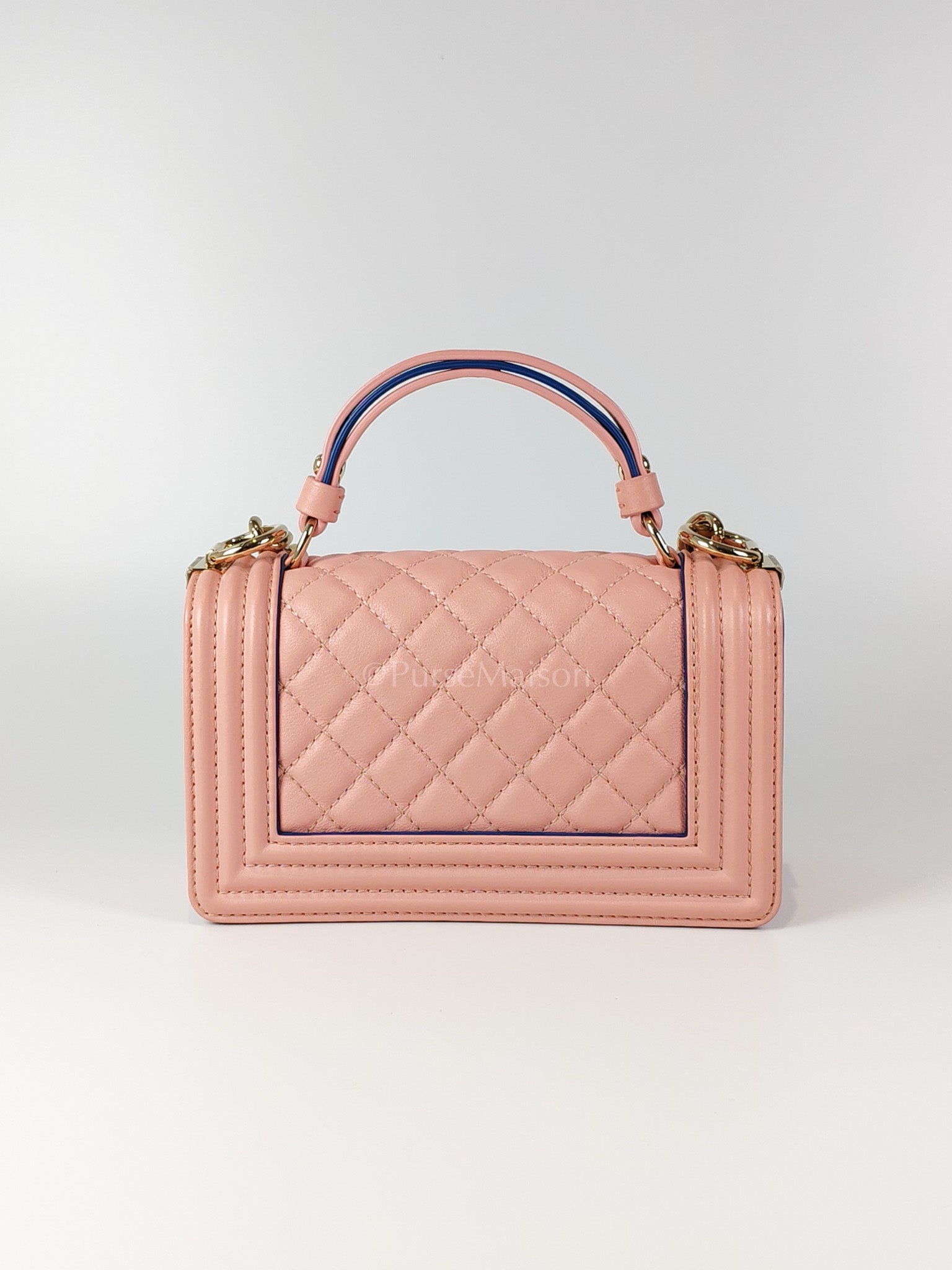 Le Boy Small Top Handle in Pink Calfskin Leather and Light Gold Hardware Series 27 | Purse Maison Luxury Bags Shop