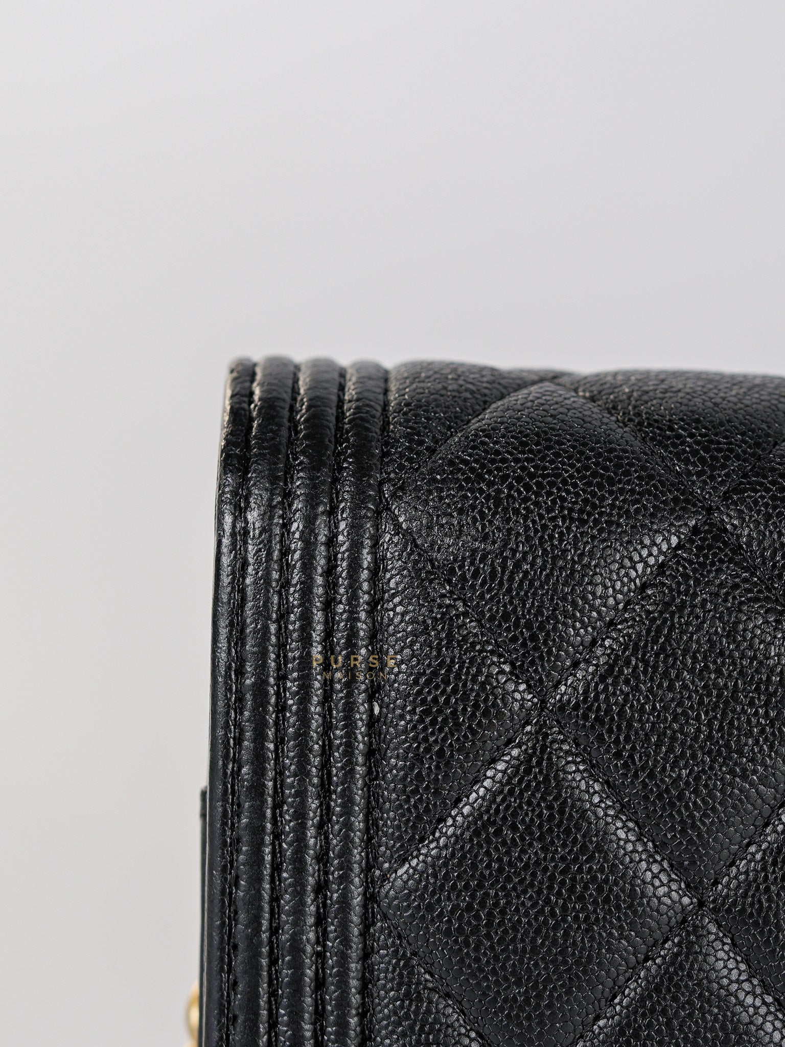 Le Boy Wallet on Chain in Black Caviar Leather & Aged Gold Hardware(Series 26) | Purse Maison Luxury Bags Shop
