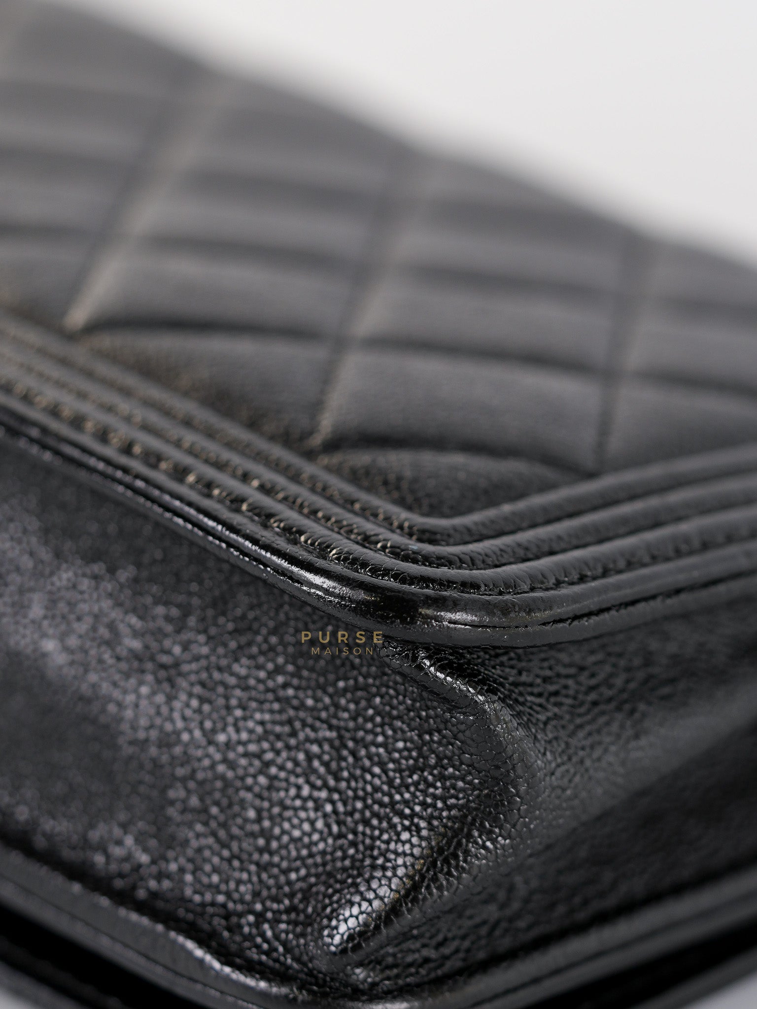 Le Boy Wallet on Chain in Black Caviar Leather & Aged Gold Hardware(Series 26) | Purse Maison Luxury Bags Shop