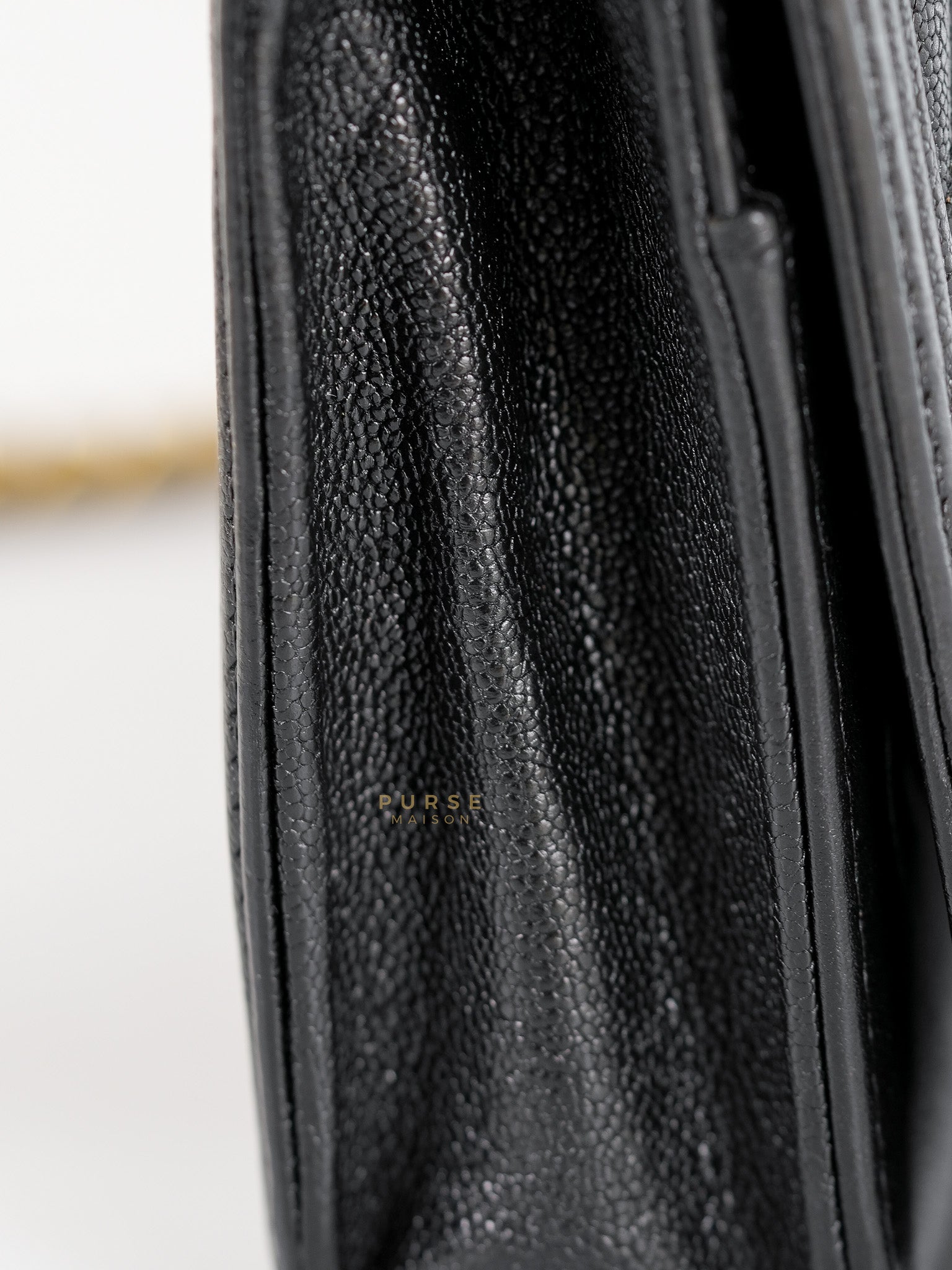 Le Boy Wallet on Chain in Black Caviar Leather & Aged Gold Hardware(Series 26) | Purse Maison Luxury Bags Shop