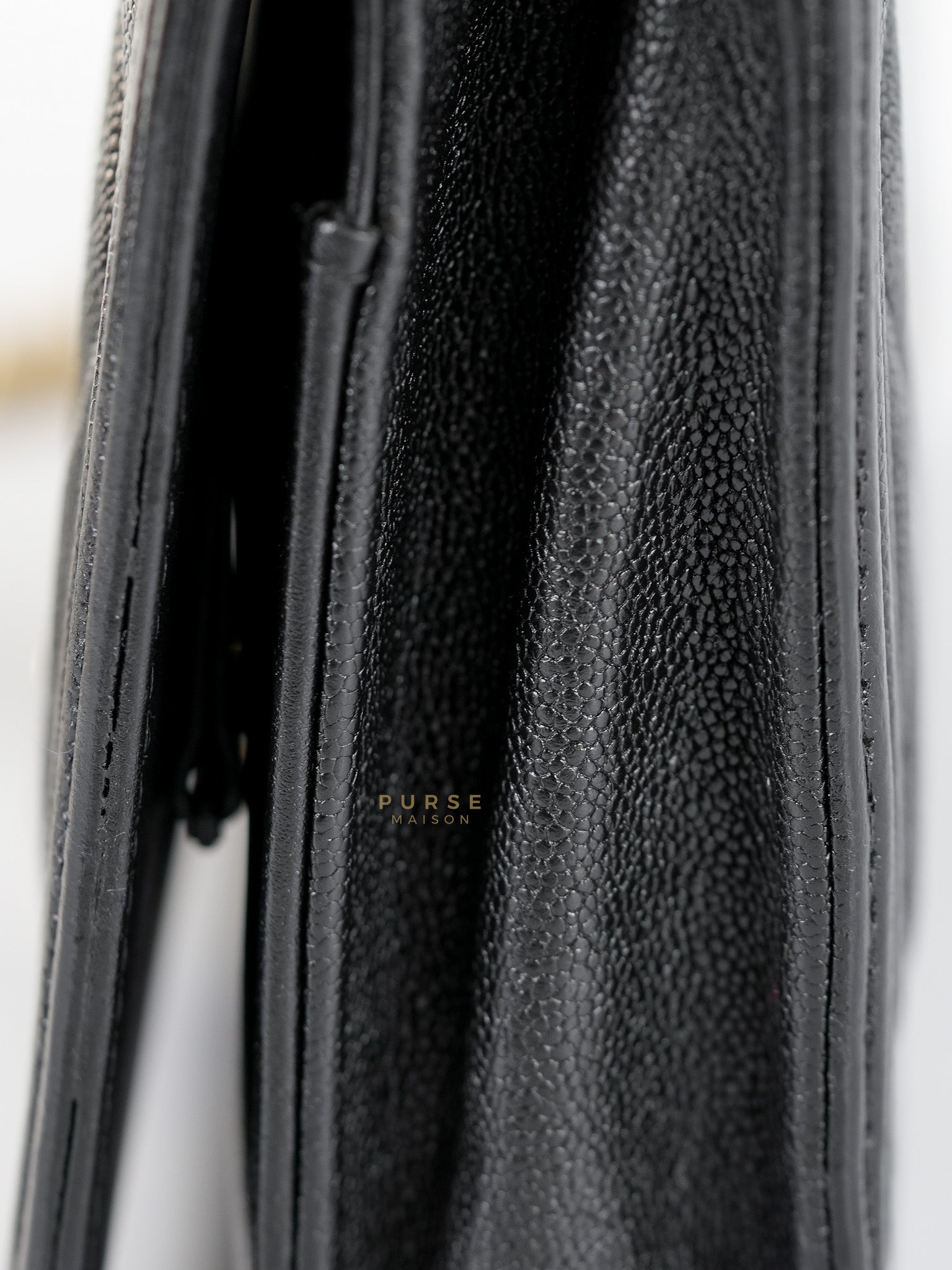 Le Boy Wallet on Chain in Black Caviar Leather & Aged Gold Hardware(Series 26) | Purse Maison Luxury Bags Shop
