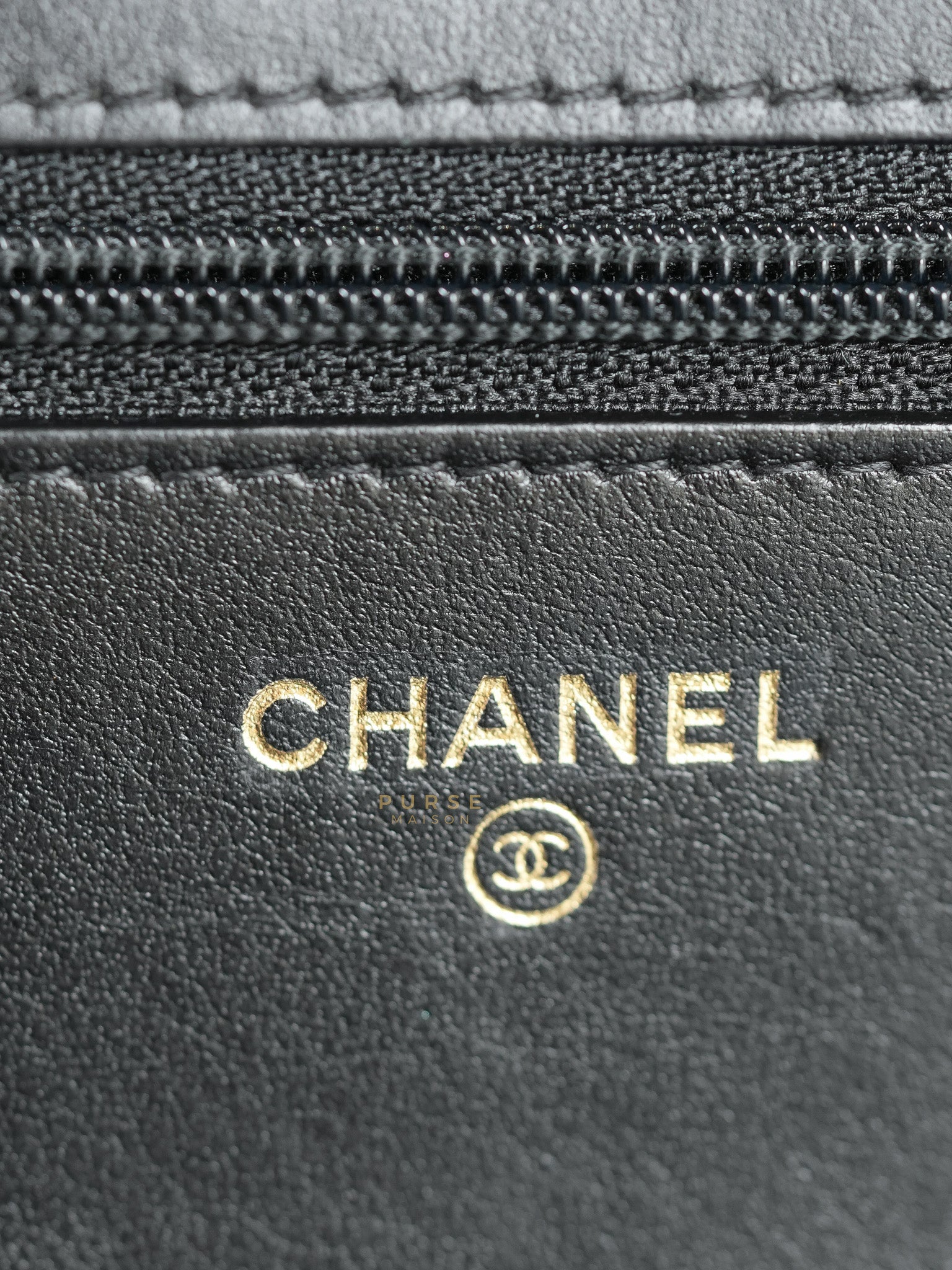 Le Boy Wallet on Chain in Black Caviar Leather & Aged Gold Hardware(Series 26) | Purse Maison Luxury Bags Shop