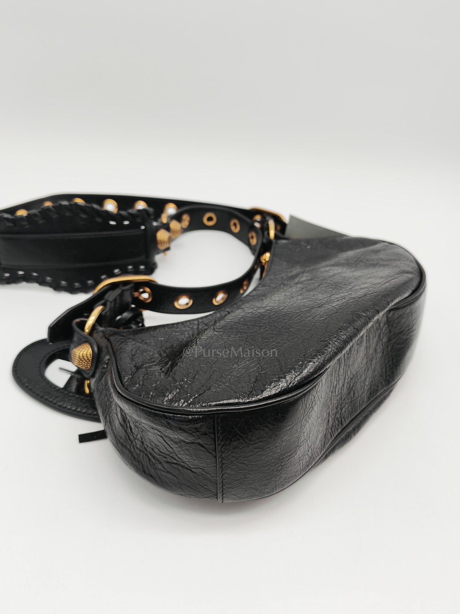 Le Cagole XS Arena in Black Lambskin Leather and Gold Hardware | Purse Maison Luxury Bags Shop