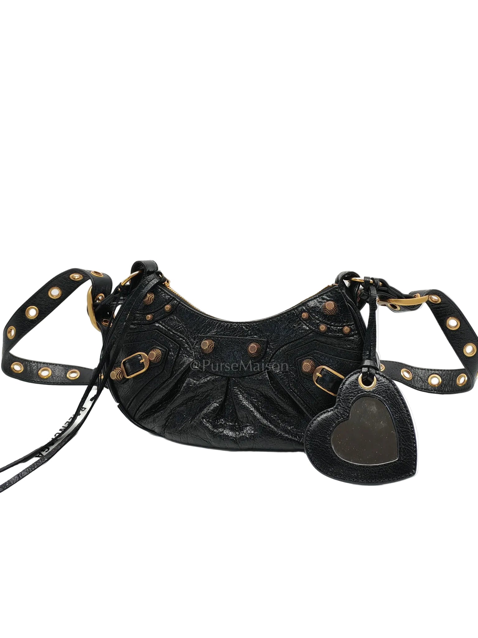 Le Cagole XS Arena in Black Lambskin Leather and Gold Hardware | Purse Maison Luxury Bags Shop