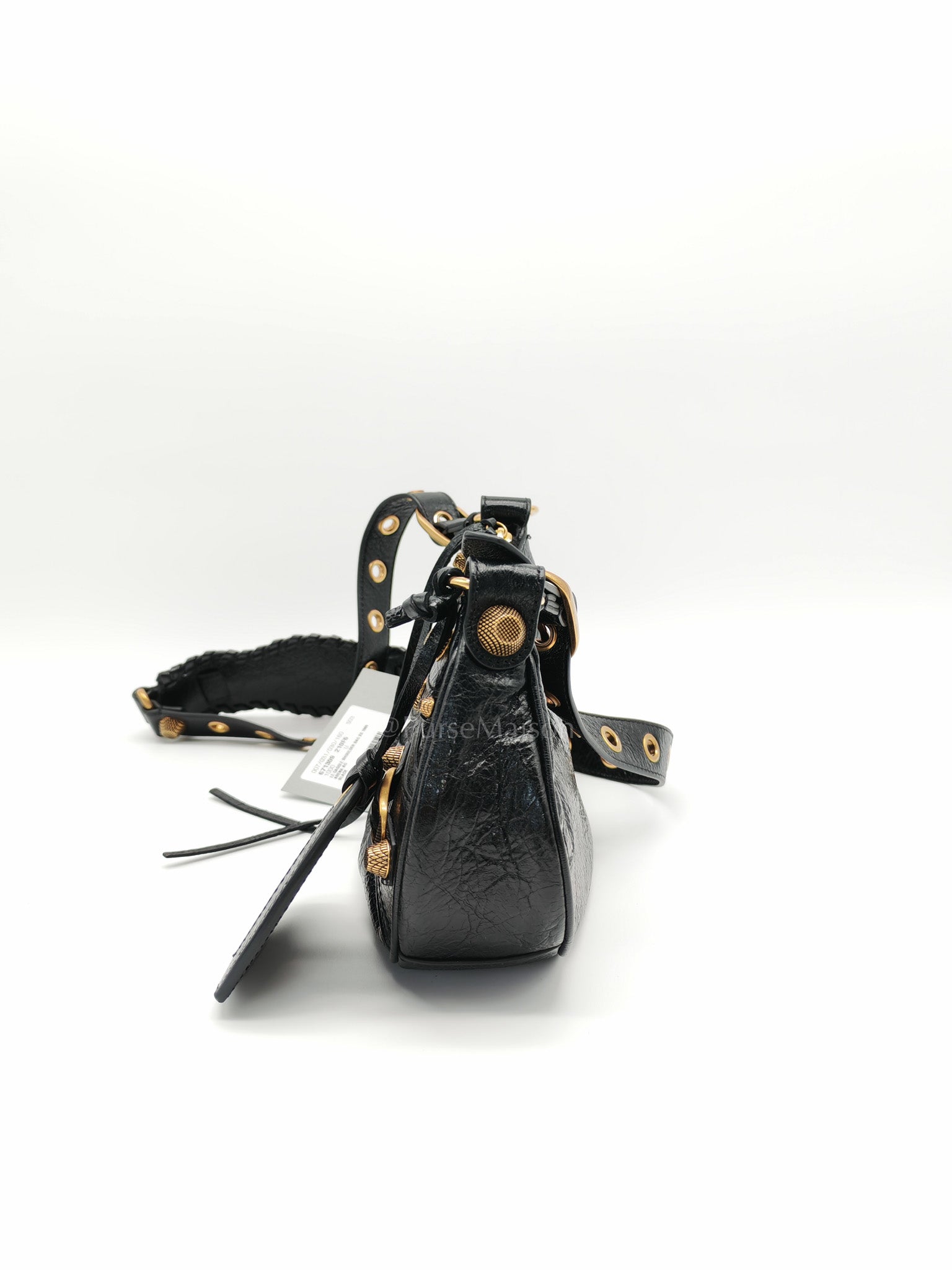 Le Cagole XS Arena in Black Lambskin Leather and Gold Hardware | Purse Maison Luxury Bags Shop