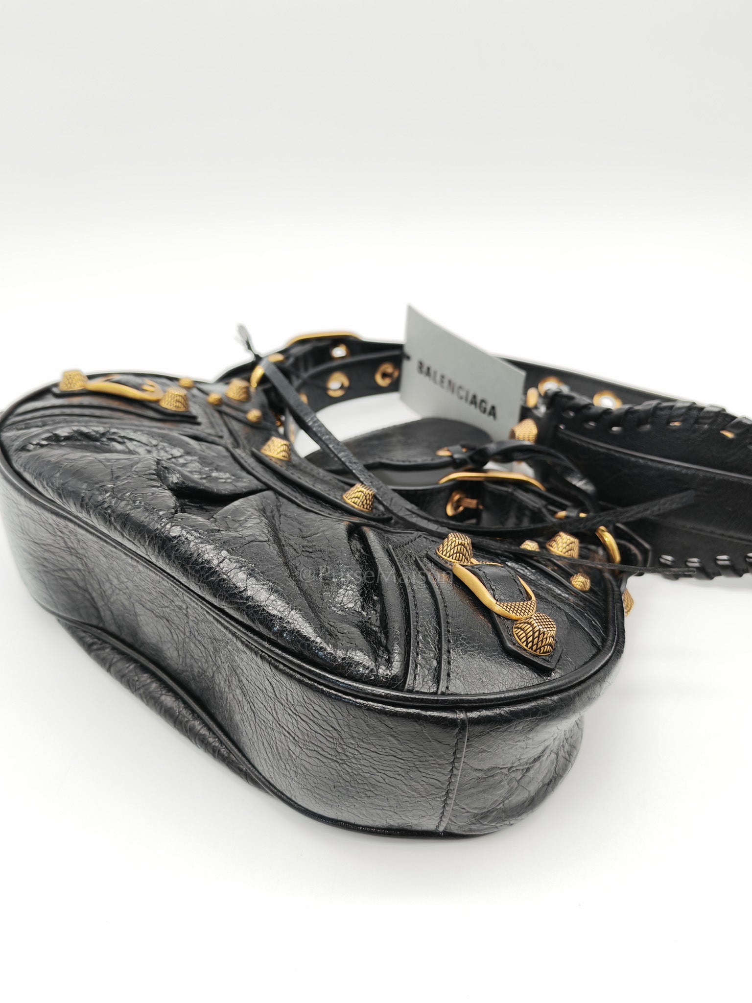 Le Cagole XS Arena in Black Lambskin Leather and Gold Hardware | Purse Maison Luxury Bags Shop