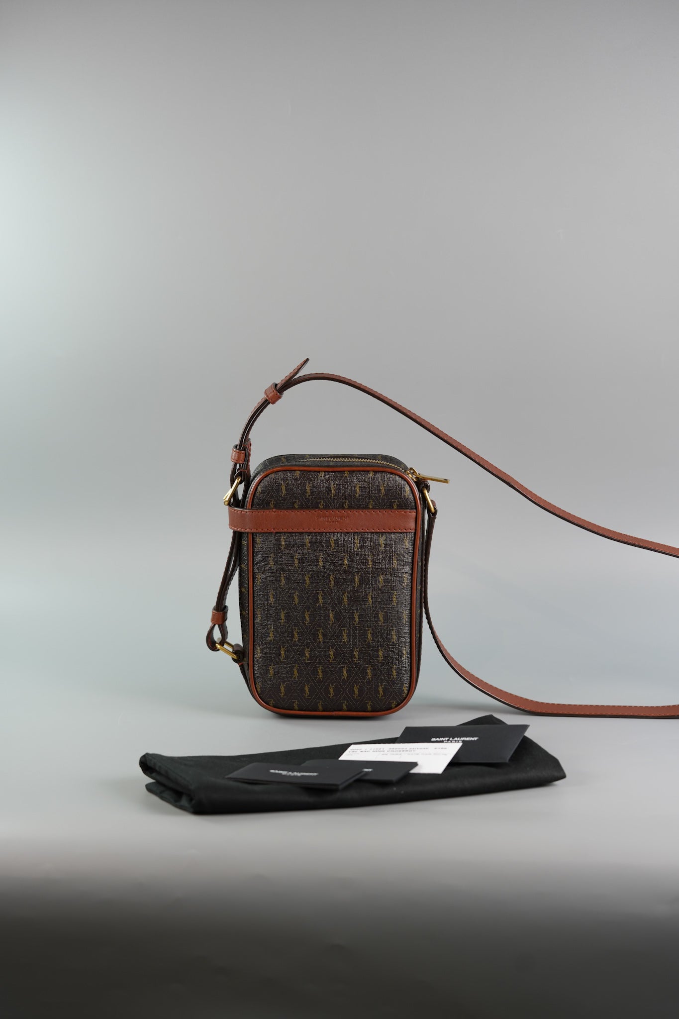 Le Monogramme in Chestnut Cassandre Canvas Crossbody Pouch | Purse Maison Luxury Bags Shop