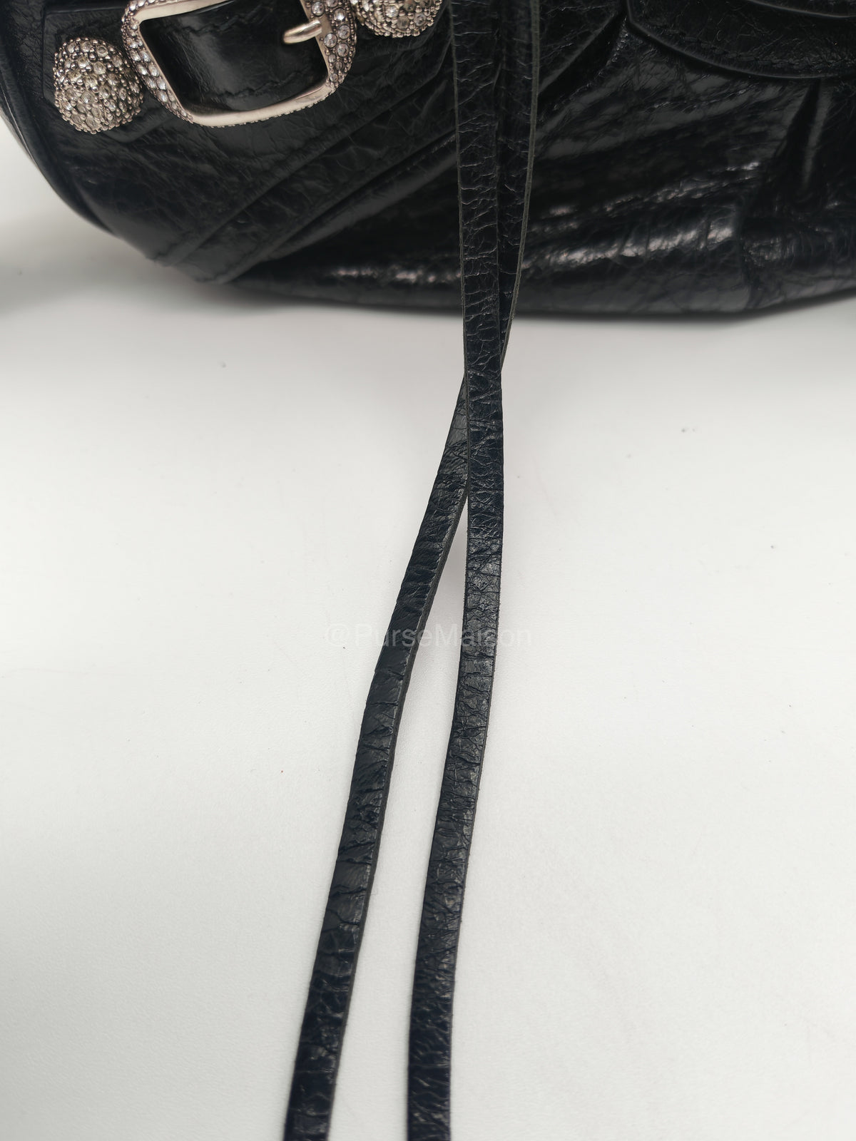 Balenciaga Le Cagole XS Shoulder Bag in Arena Lambskin Shoulder Bag with Rhinestones
