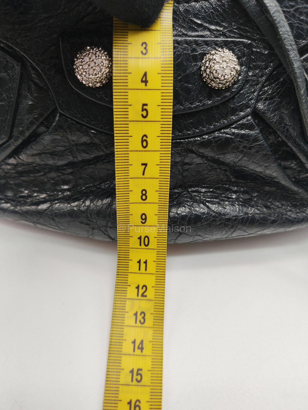 Balenciaga Le Cagole XS Shoulder Bag in Arena Lambskin Shoulder Bag with Rhinestones