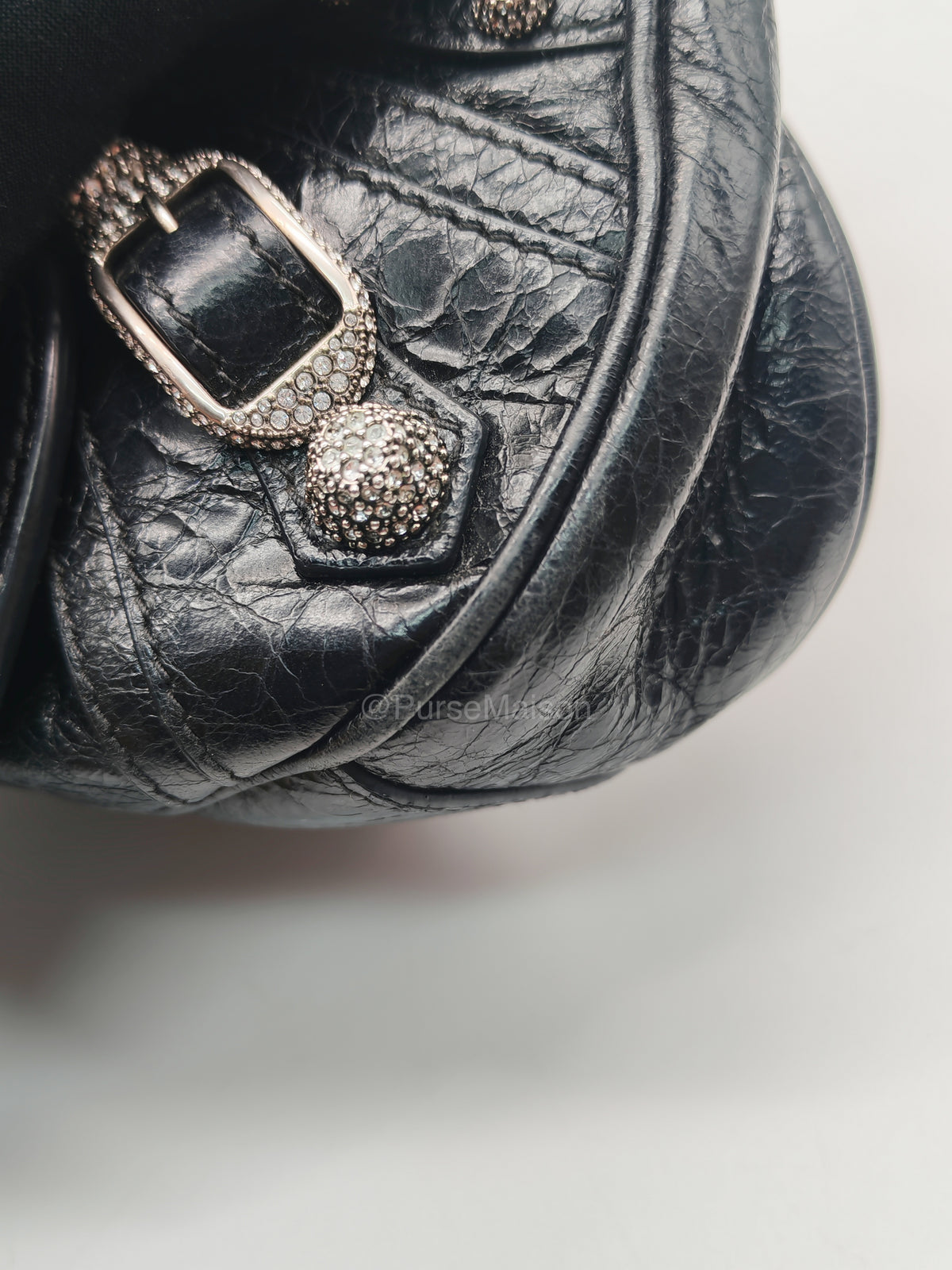Balenciaga Le Cagole XS Shoulder Bag in Arena Lambskin Shoulder Bag with Rhinestones
