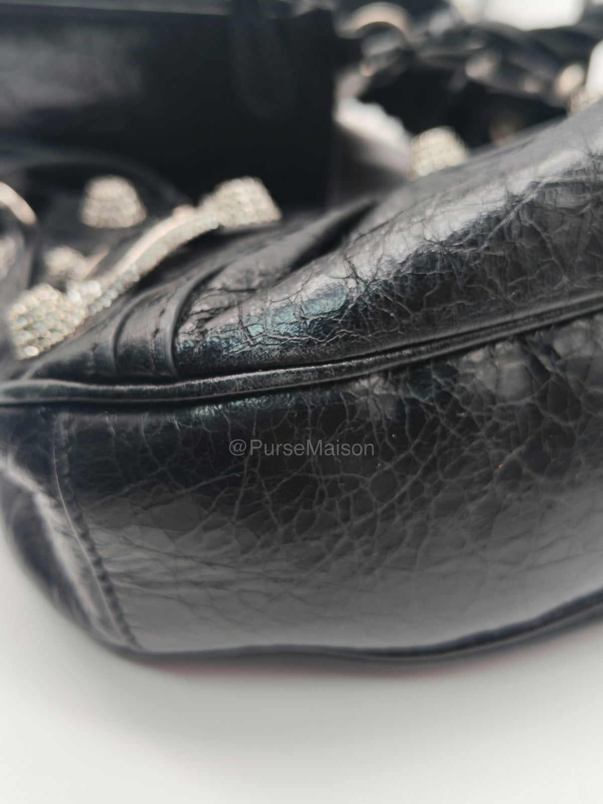 Balenciaga Le Cagole XS Shoulder Bag in Arena Lambskin Shoulder Bag with Rhinestones
