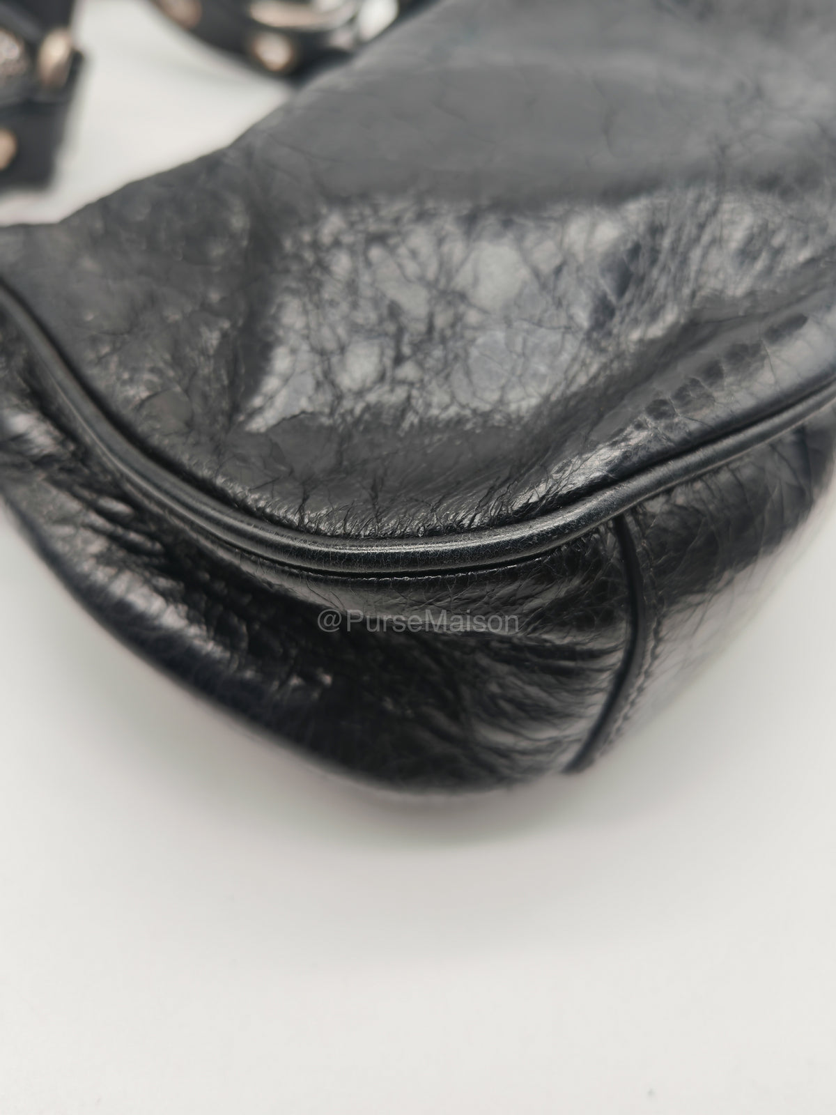 Balenciaga Le Cagole XS Shoulder Bag in Arena Lambskin Shoulder Bag with Rhinestones