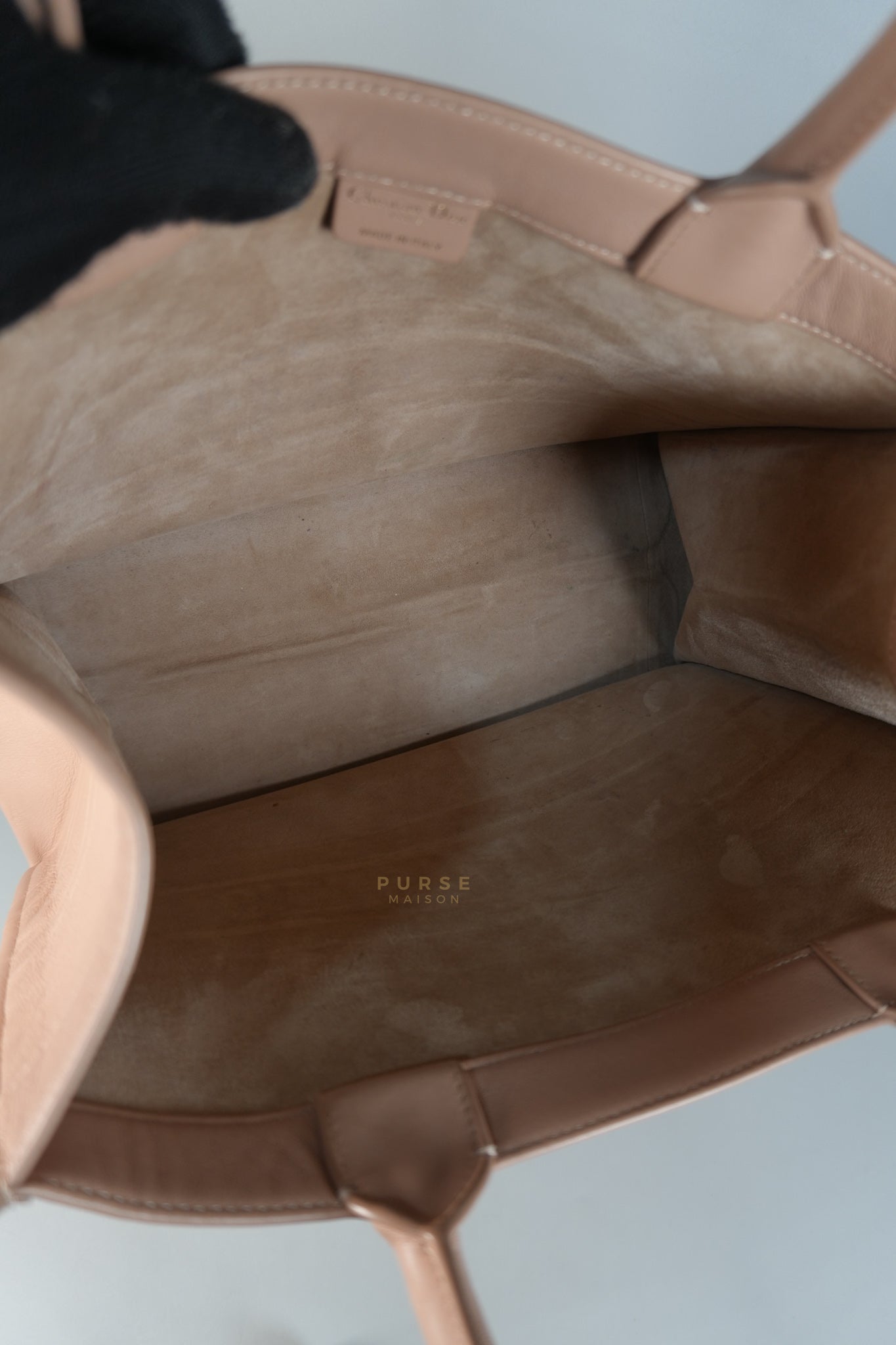 Leather Book Tote Embossed Calfskin Leather in Rose | Purse Maison Luxury Bags Shop