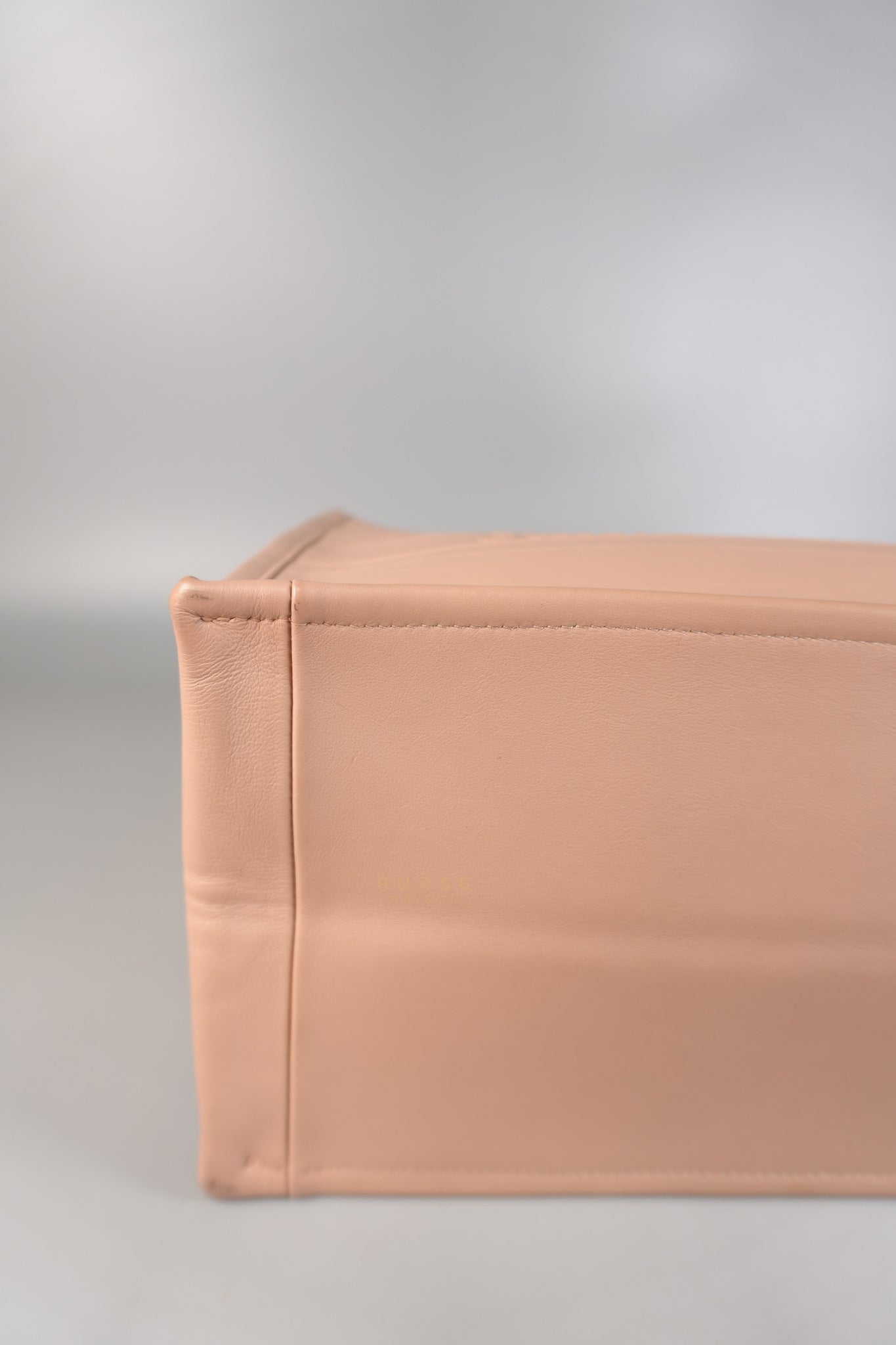 Leather Book Tote Embossed Calfskin Leather in Rose | Purse Maison Luxury Bags Shop