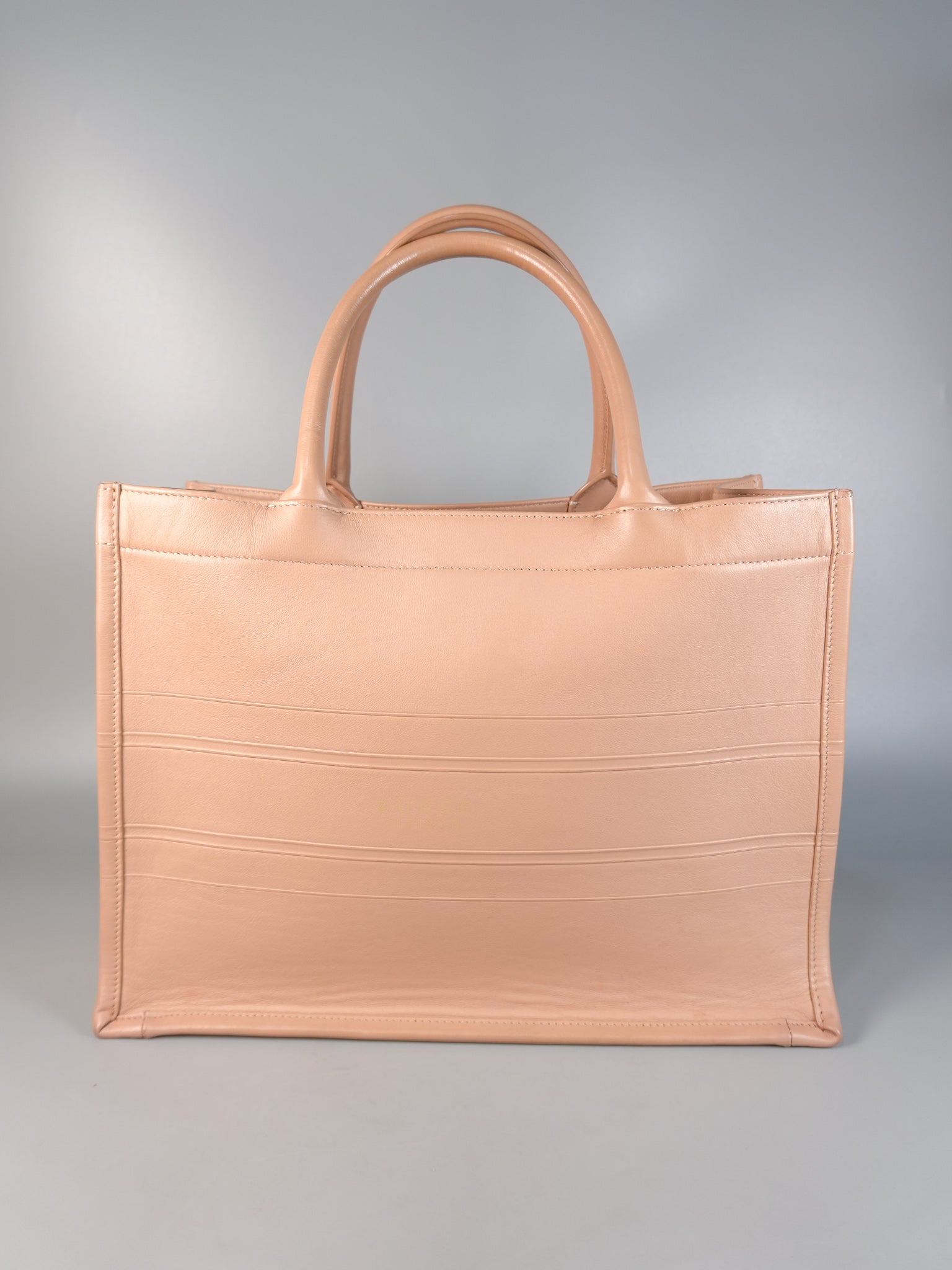 Leather Book Tote Embossed Calfskin Leather in Rose | Purse Maison Luxury Bags Shop