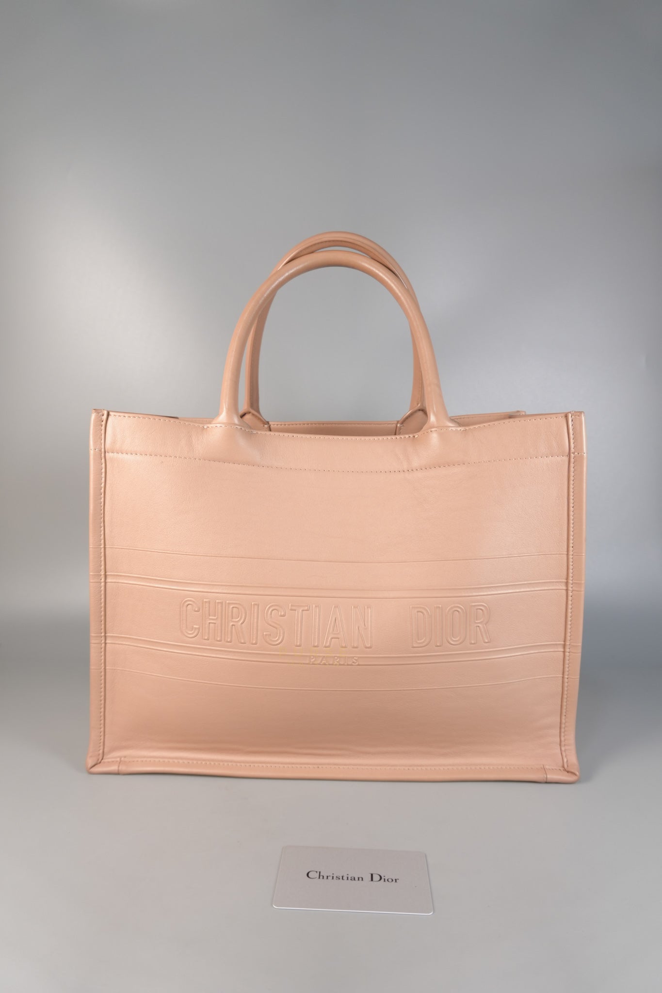 Leather Book Tote Embossed Calfskin Leather in Rose | Purse Maison Luxury Bags Shop