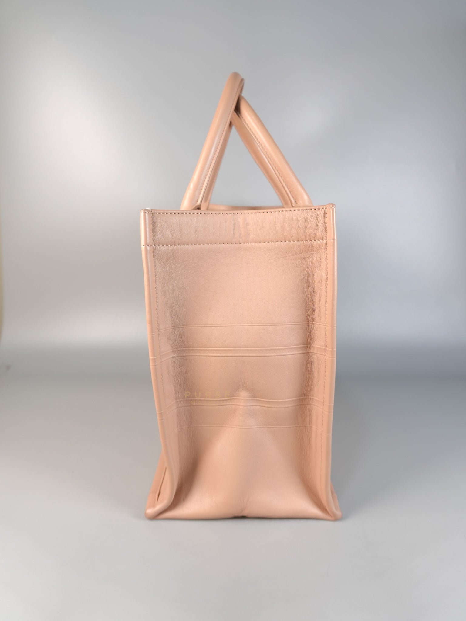 Leather Book Tote Embossed Calfskin Leather in Rose | Purse Maison Luxury Bags Shop