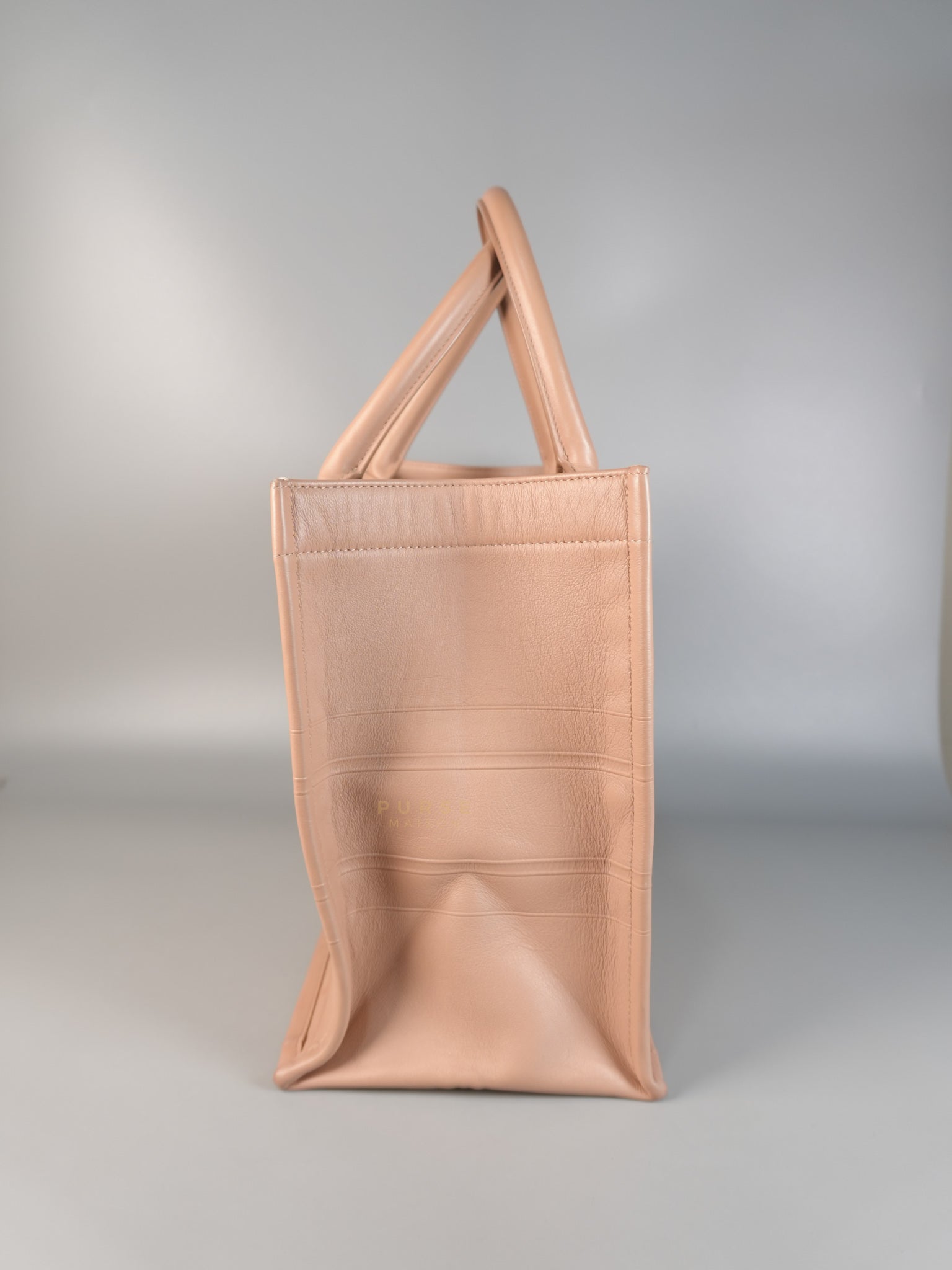 Leather Book Tote Embossed Calfskin Leather in Rose | Purse Maison Luxury Bags Shop