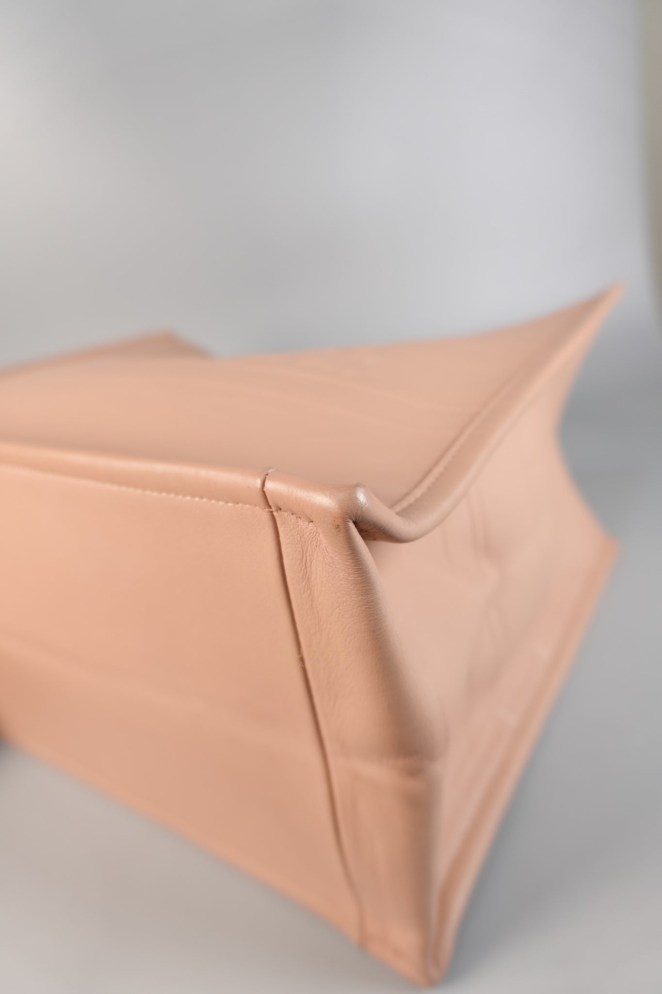Leather Book Tote Embossed Calfskin Leather in Rose | Purse Maison Luxury Bags Shop