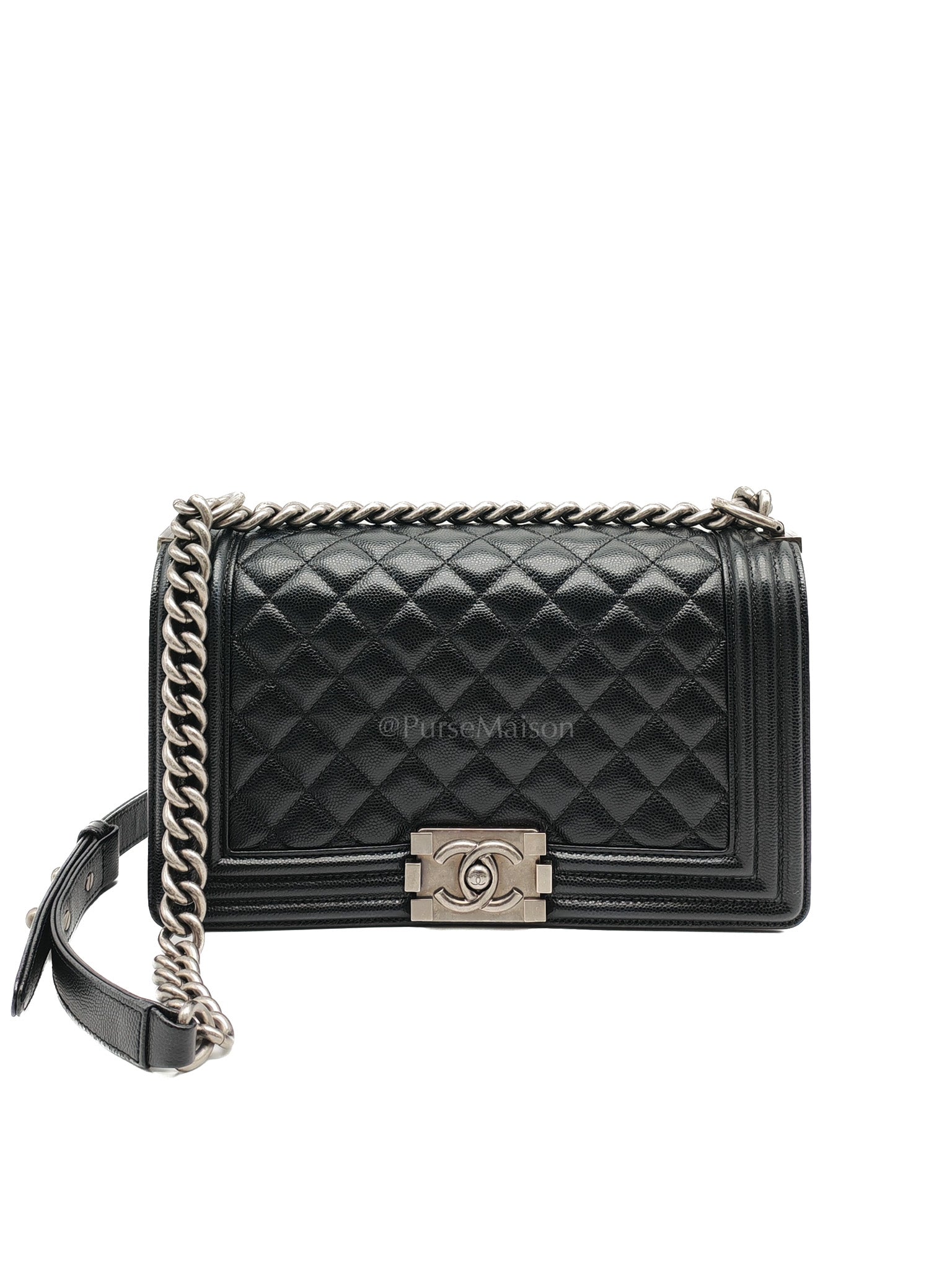 Le Boy Old Medium in Black Caviar Leather & Ruthenium Hardware (Series 28)