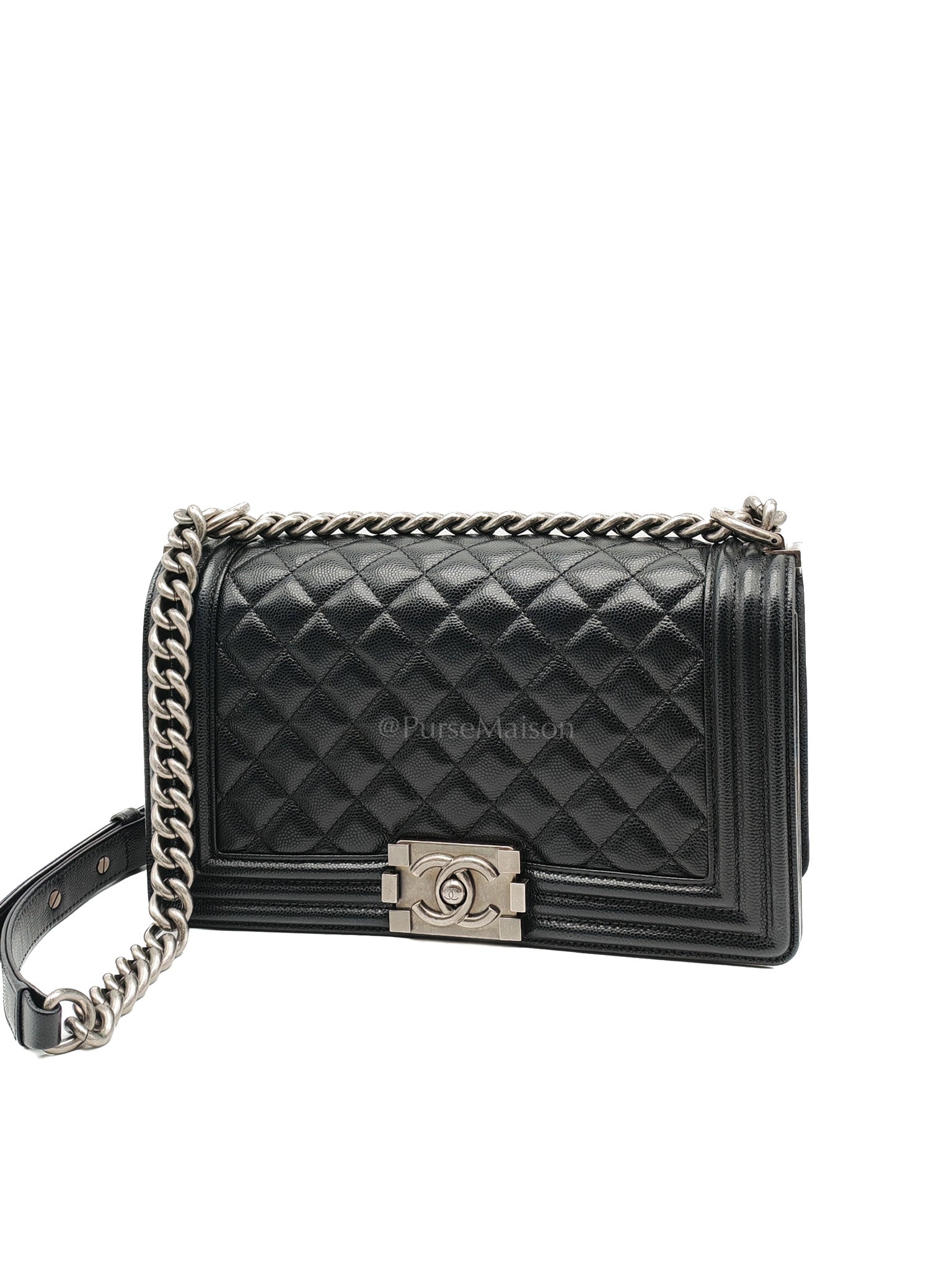 Le Boy Old Medium in Black Caviar Leather & Ruthenium Hardware (Series 28)