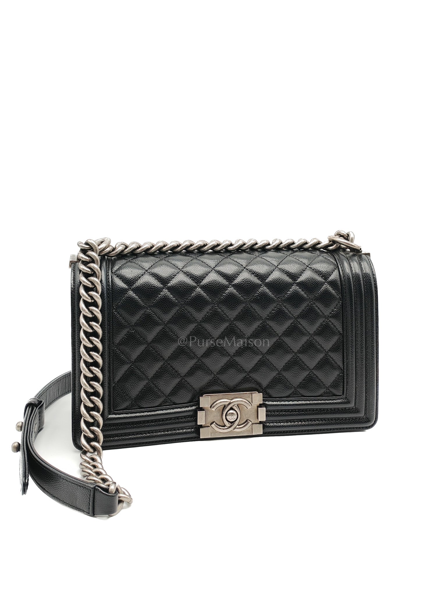 Le Boy Old Medium in Black Caviar Leather & Ruthenium Hardware (Series 28)