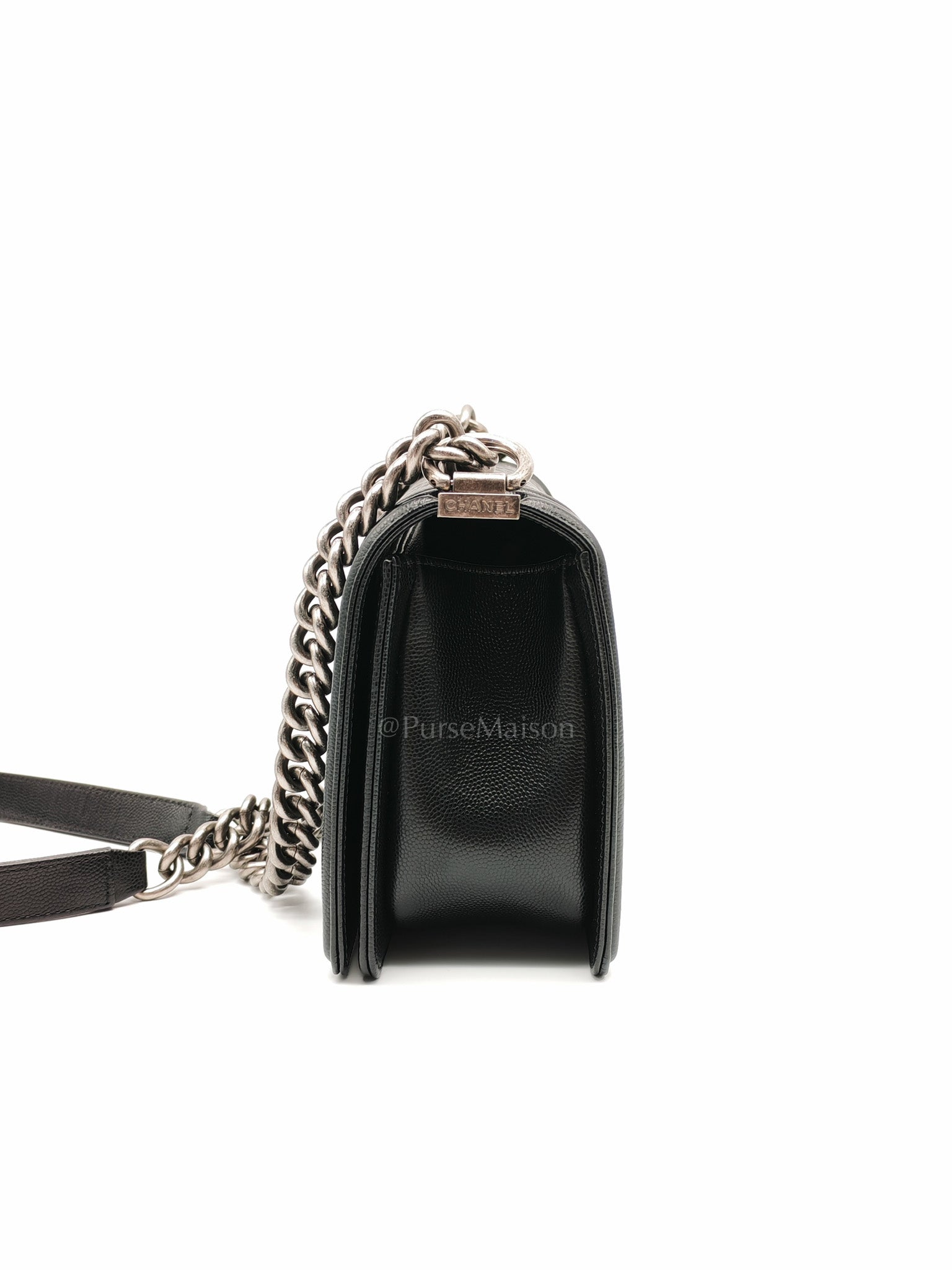 Le Boy Old Medium in Black Caviar Leather & Ruthenium Hardware (Series 28)