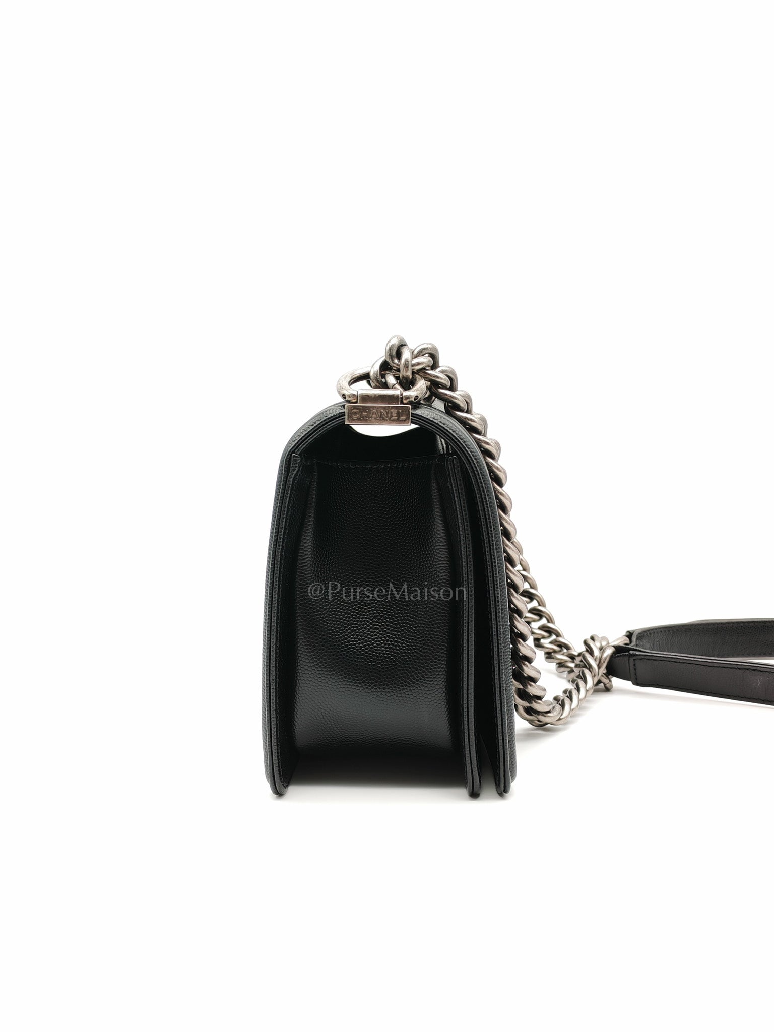 Le Boy Old Medium in Black Caviar Leather & Ruthenium Hardware (Series 28)