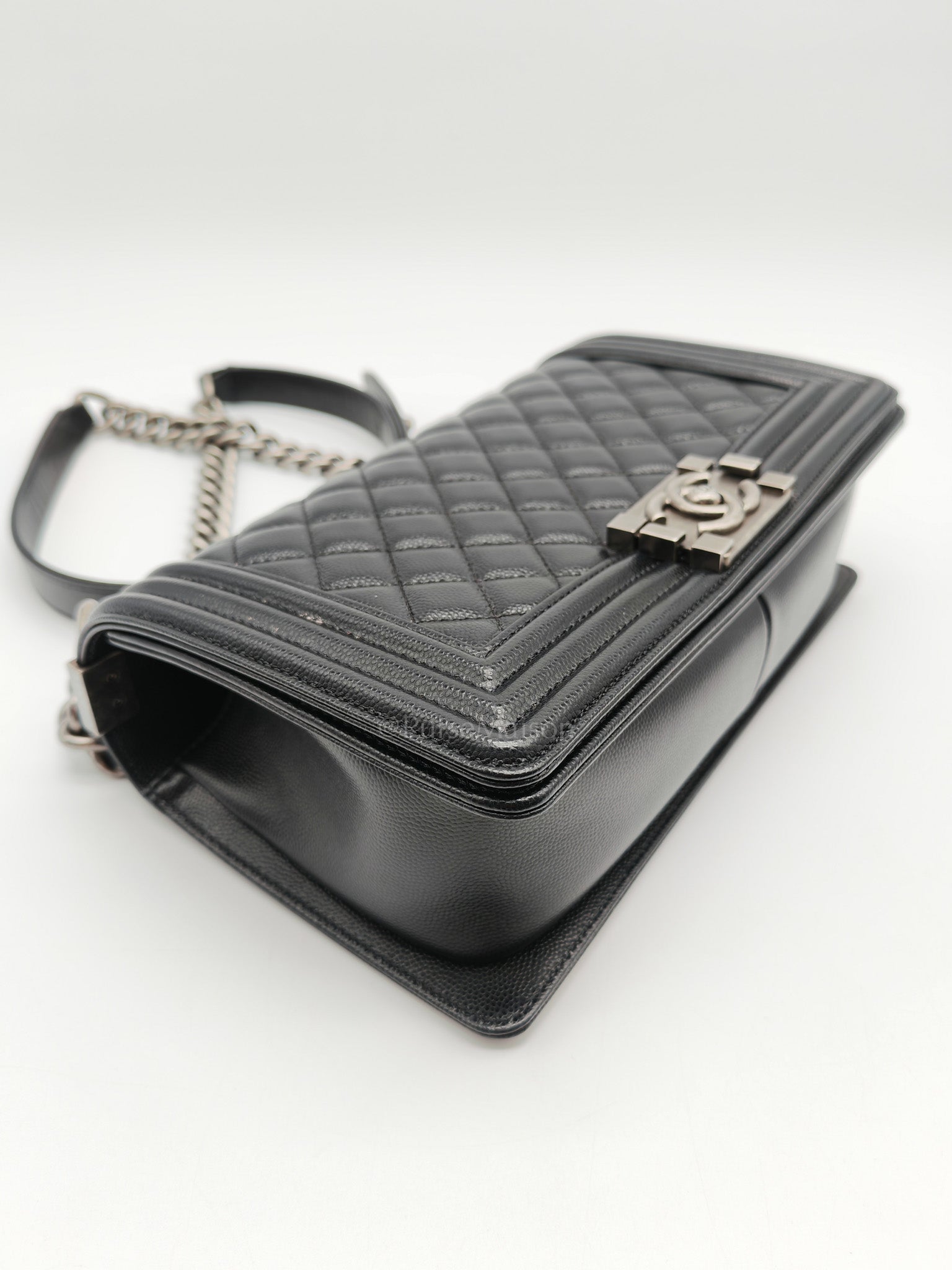 Le Boy Old Medium in Black Caviar Leather & Ruthenium Hardware (Series 28)