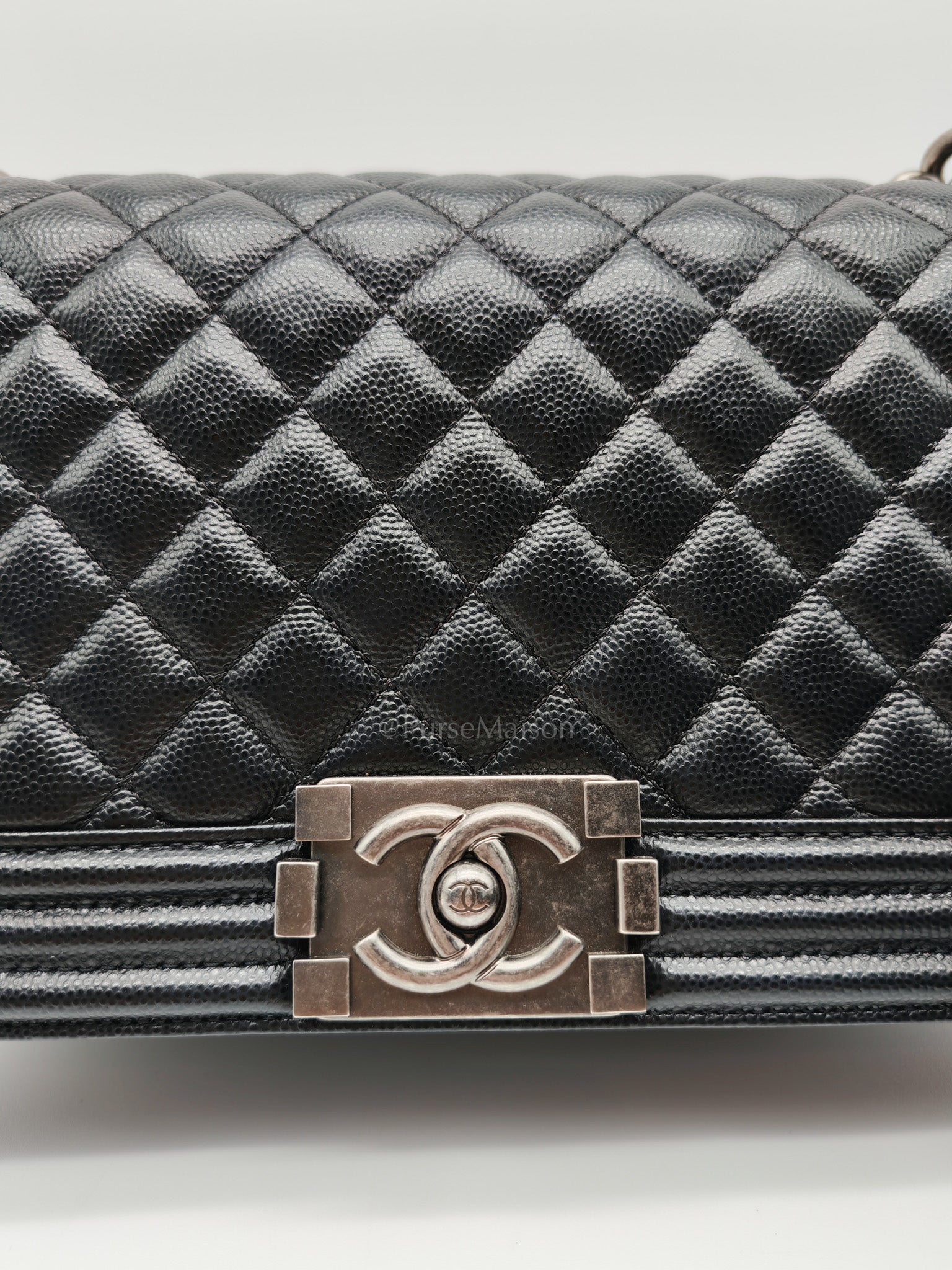 Le Boy Old Medium in Black Caviar Leather & Ruthenium Hardware (Series 28)