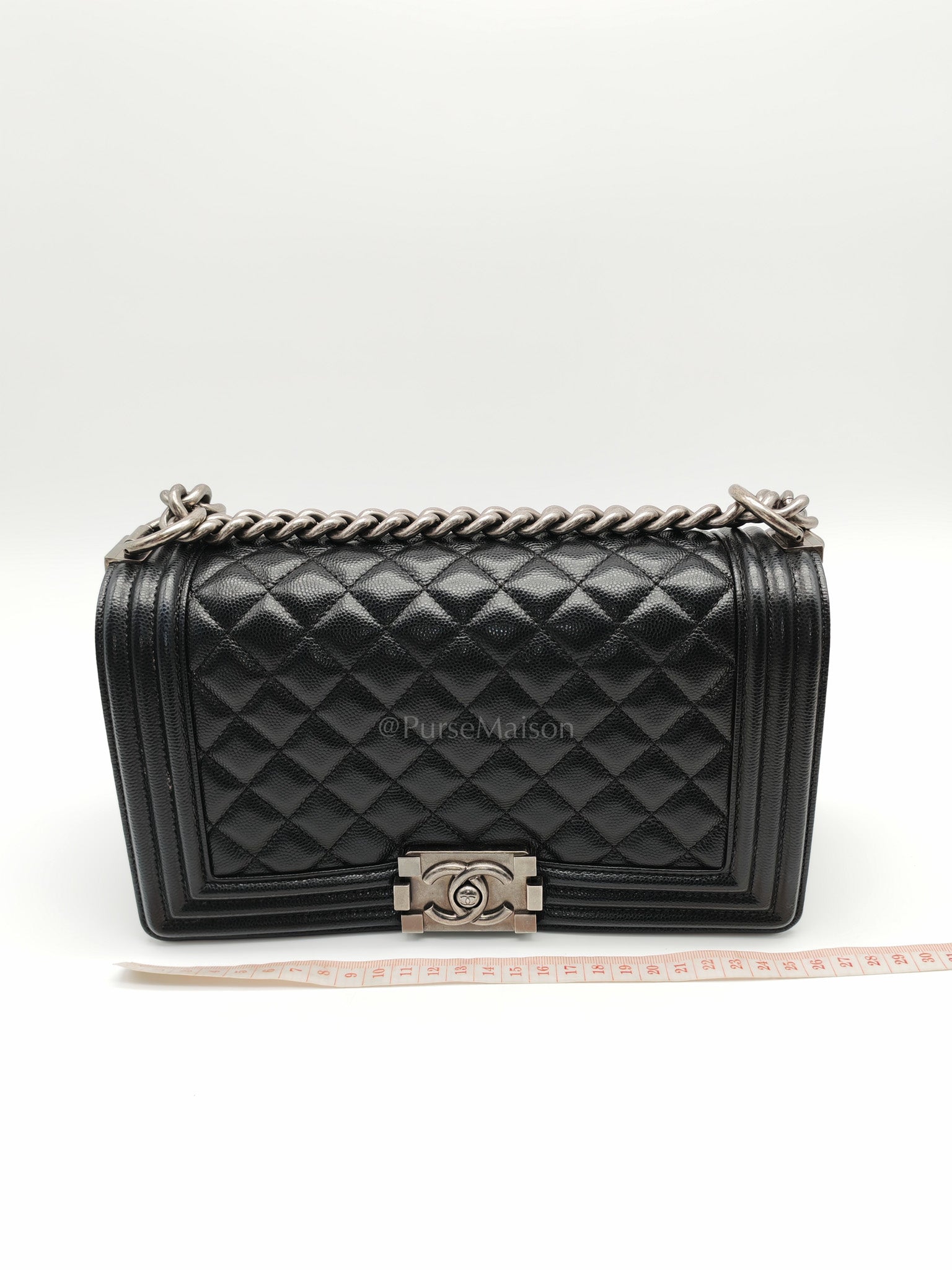 Le Boy Old Medium in Black Caviar Leather & Ruthenium Hardware (Series 28)